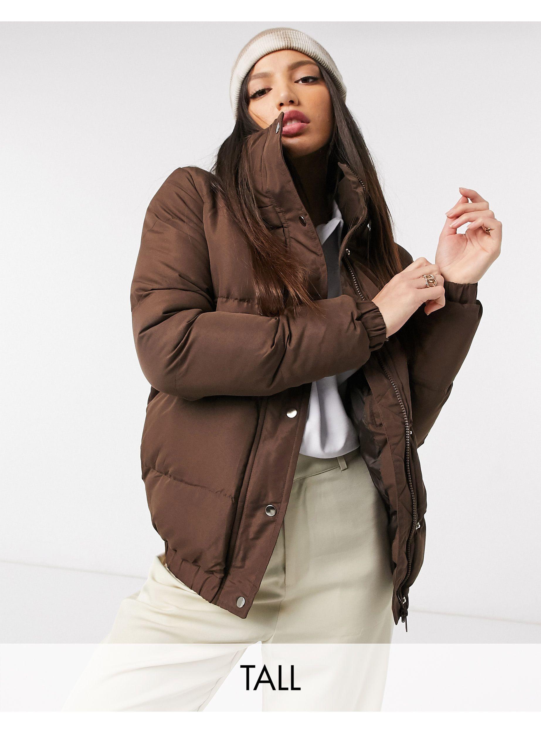 Brave Soul Slay Puffer Jacket in Brown - Lyst