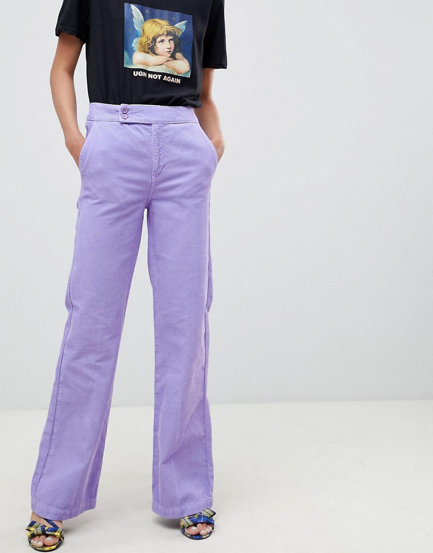 ASOS Denim Retro Full Length Flare Jeans In Lilac Cord in Purple 