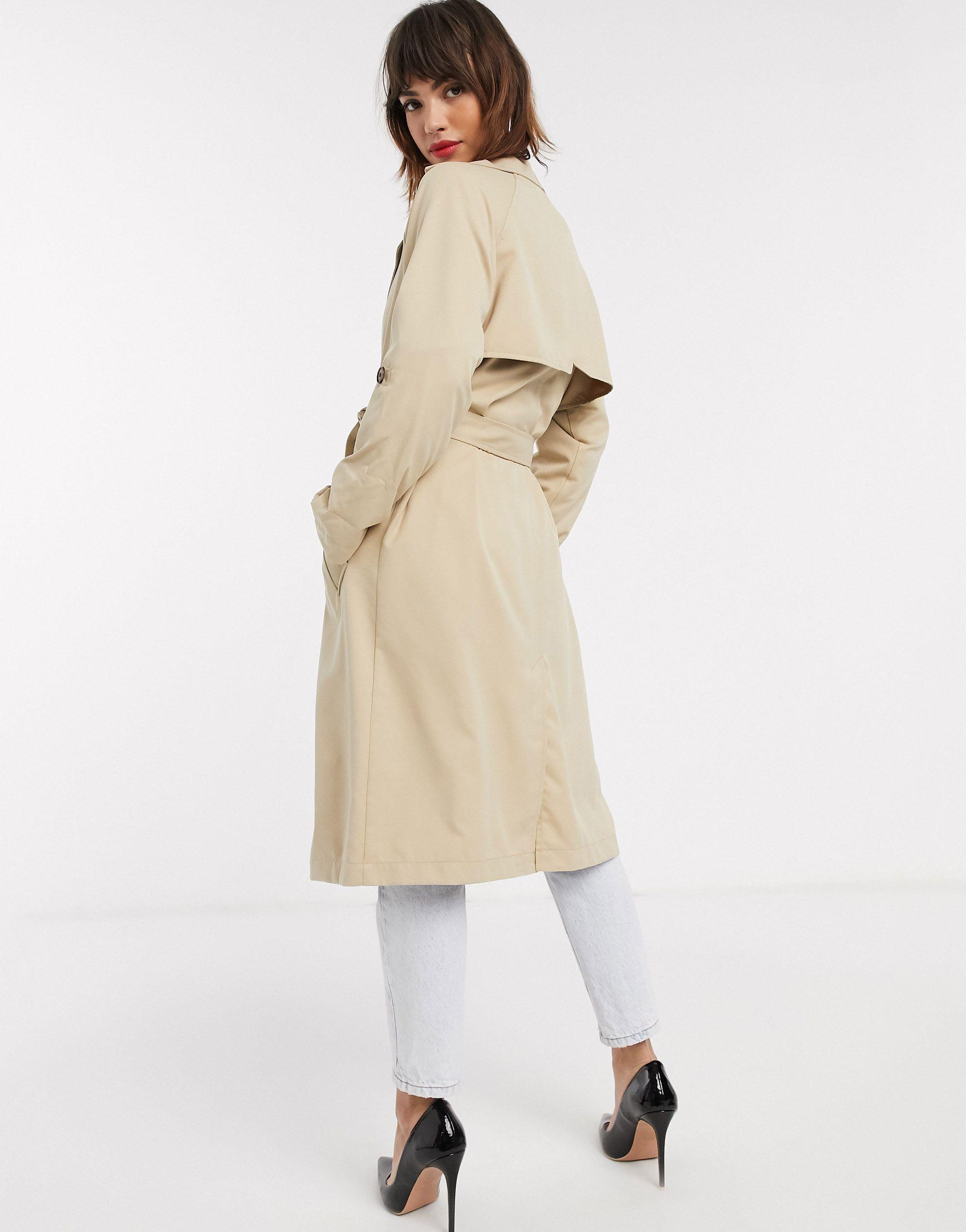 Stradivarius Long Flowy Trench Coat in Natural | Lyst