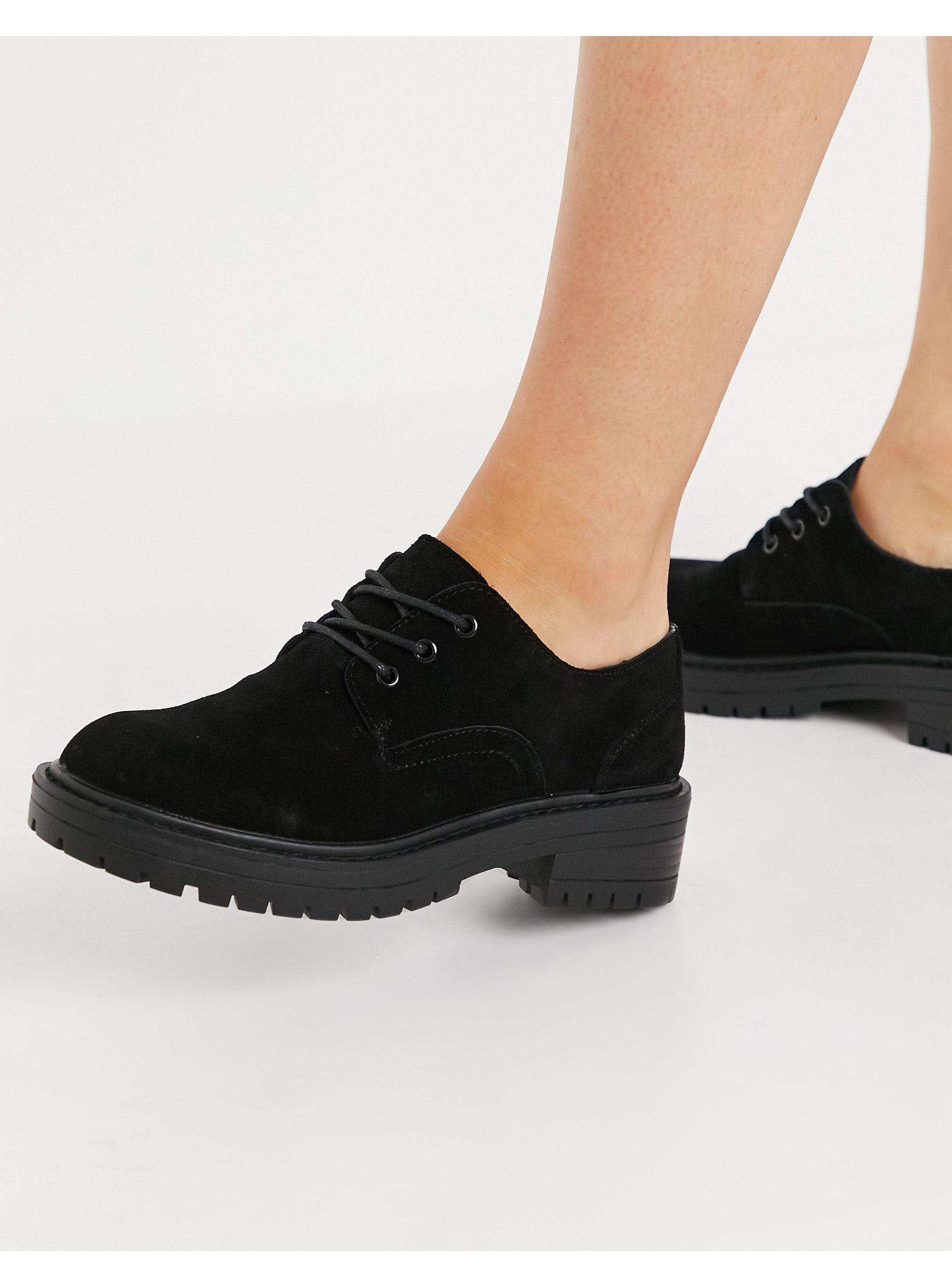 TOPSHOP Suede Lace Up Shoes in Black | Lyst Canada