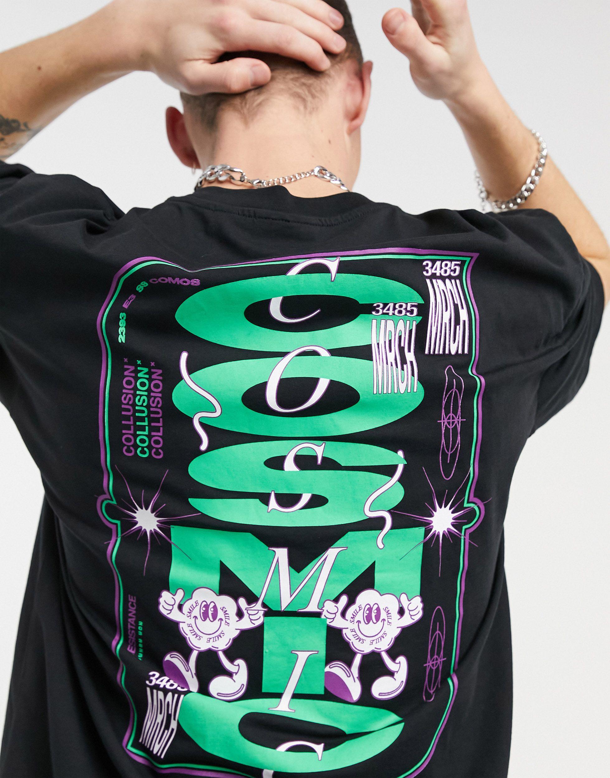 collusion unisex oversized pu shirt in black