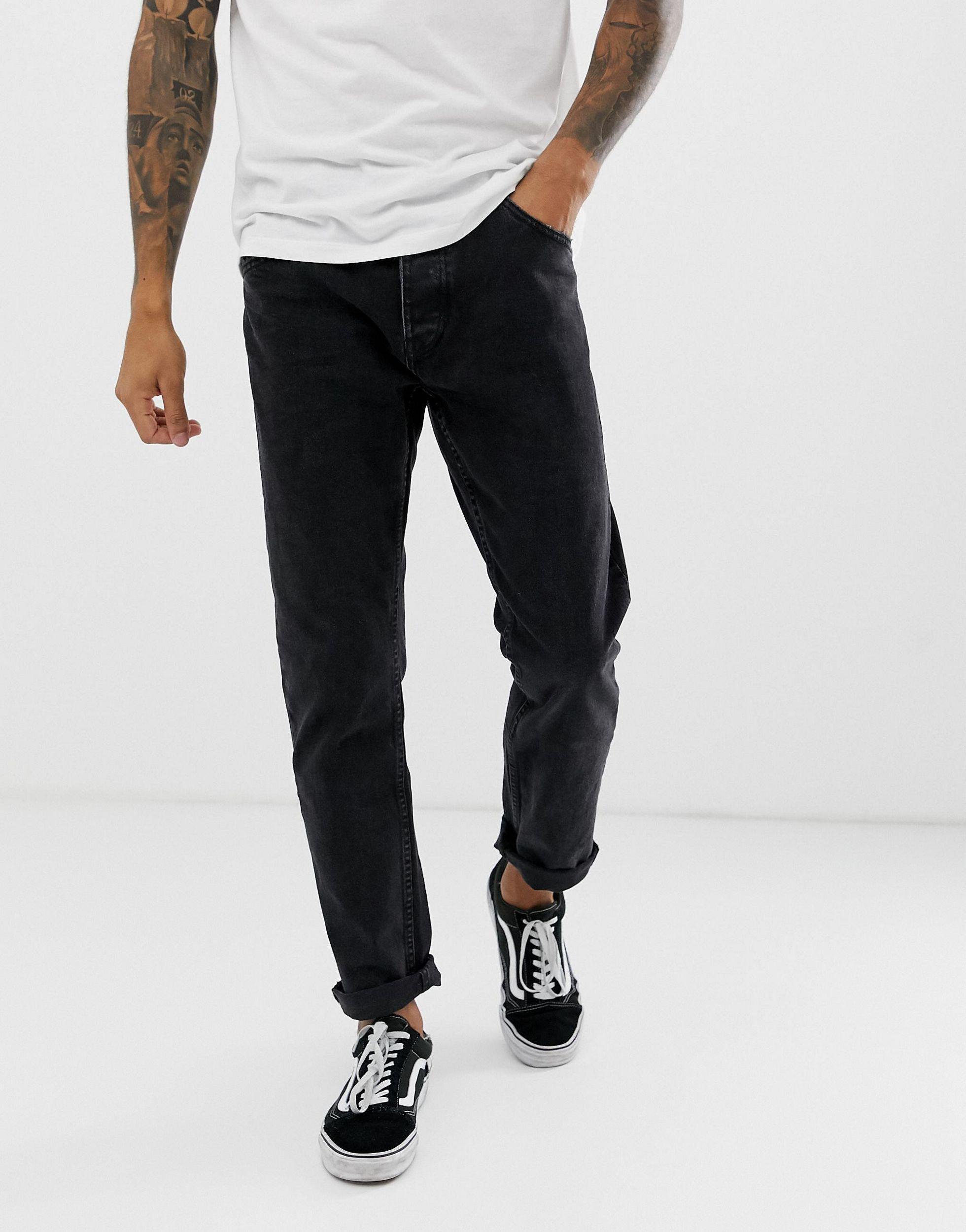 Bershka Denim Slim Fit Jeans in Black for Men - Lyst