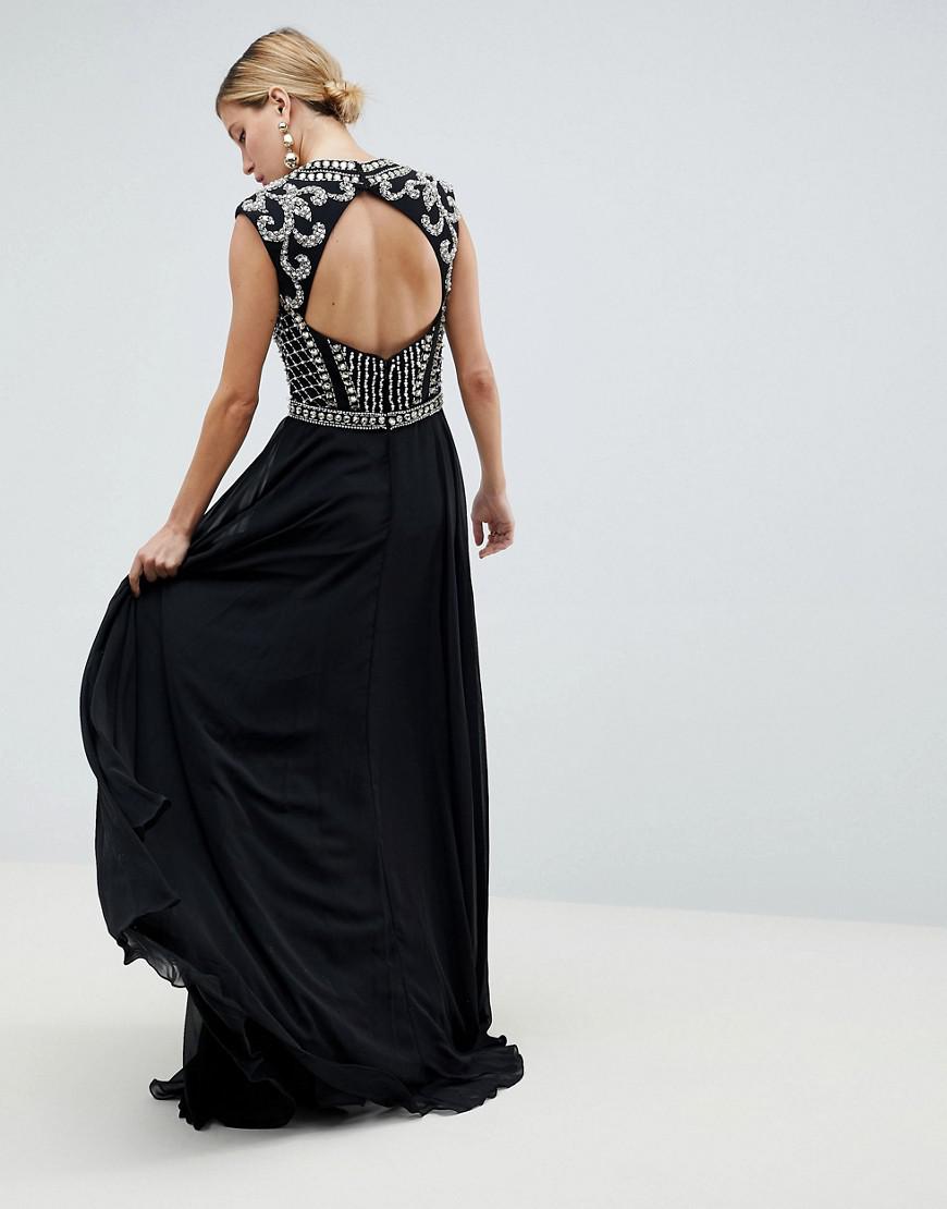 heavily embellished maxi dress