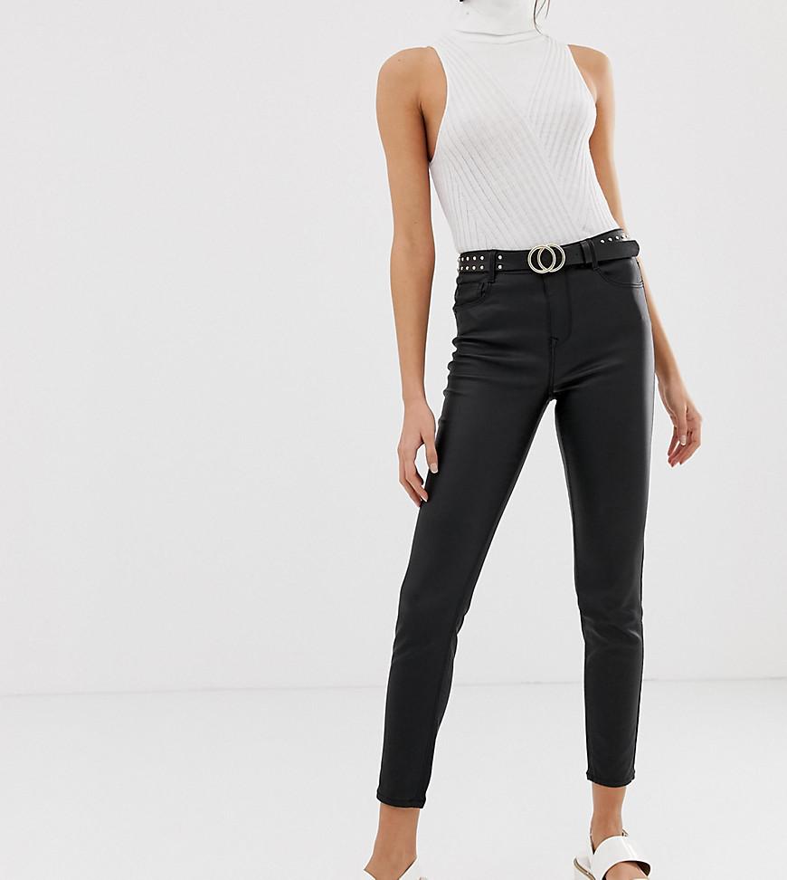 Stradivarius Coated Denim Skinny Jeans In Black - Lyst