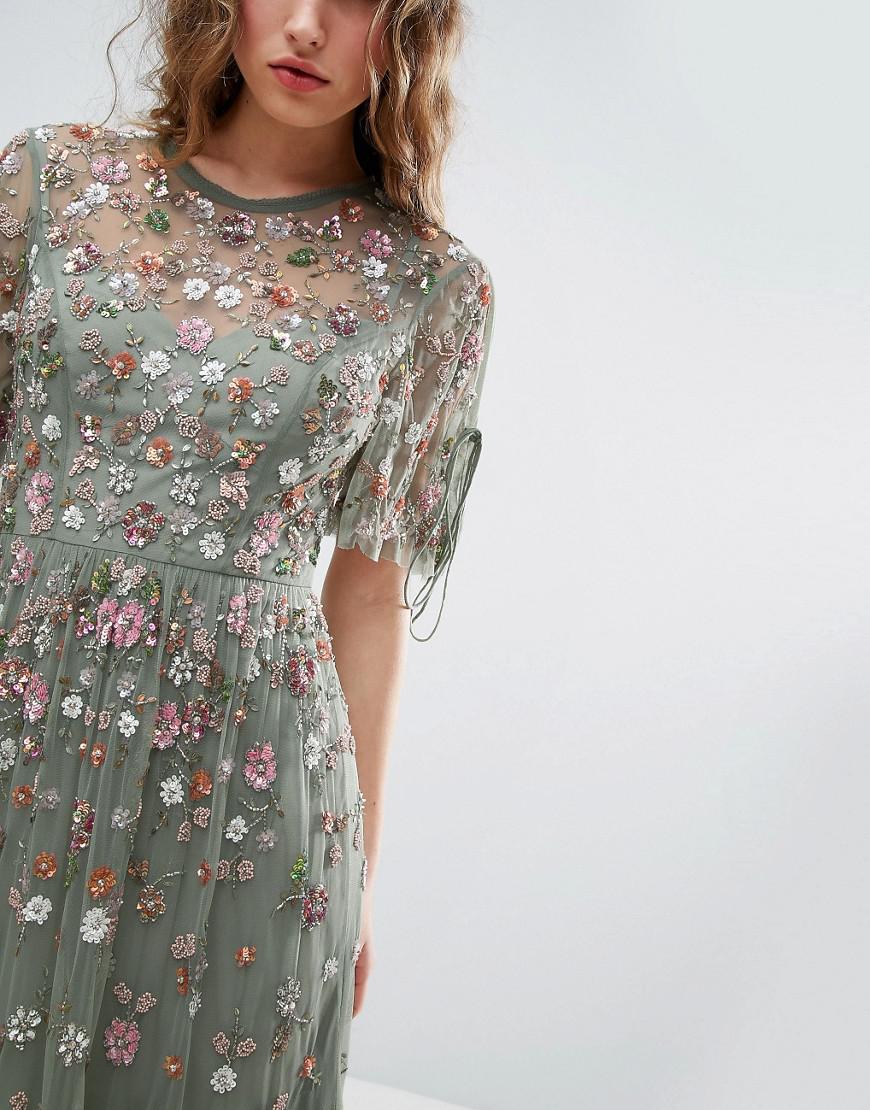 Needle & Thread Lace Needle And Thread Floweret Embellished Midi Dress ...