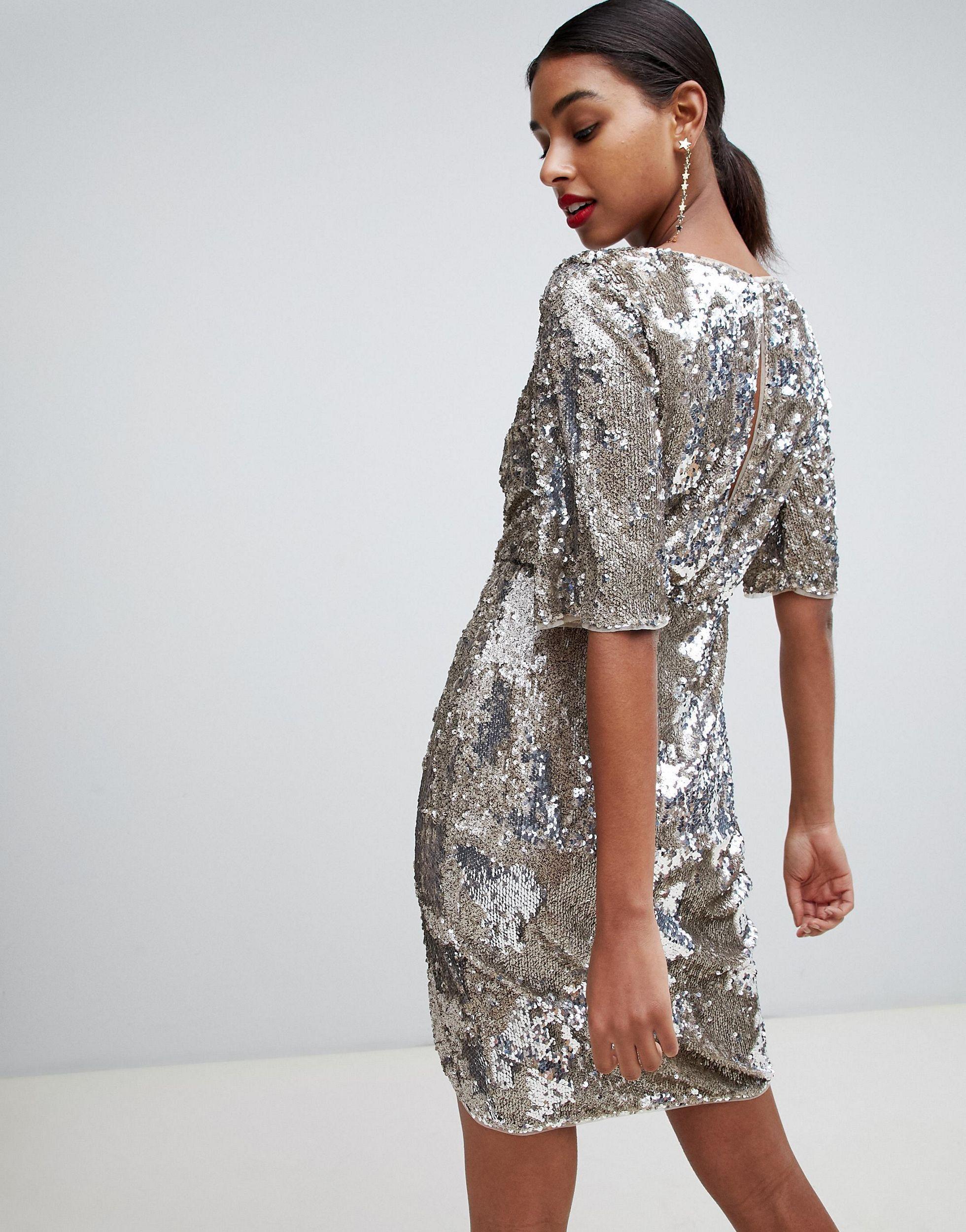 sequin wrap mini dress