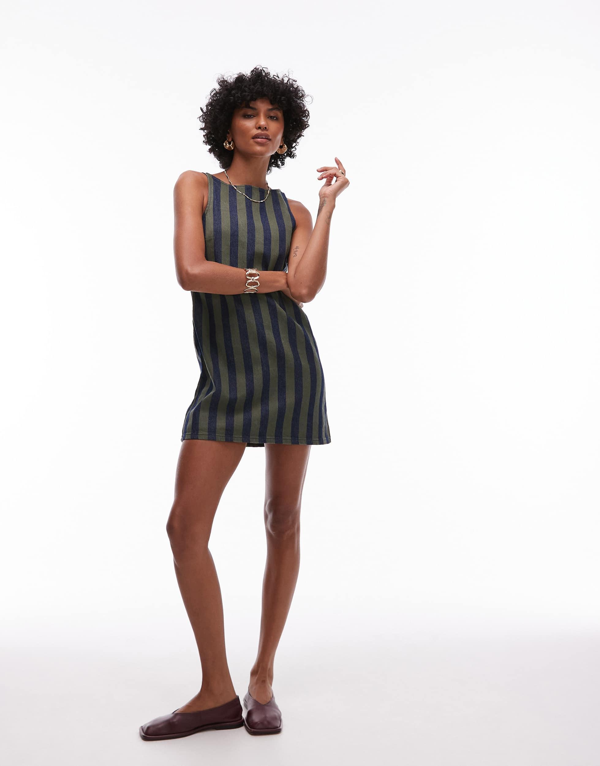 TOPSHOP Denim Mini Shift Dress | Lyst