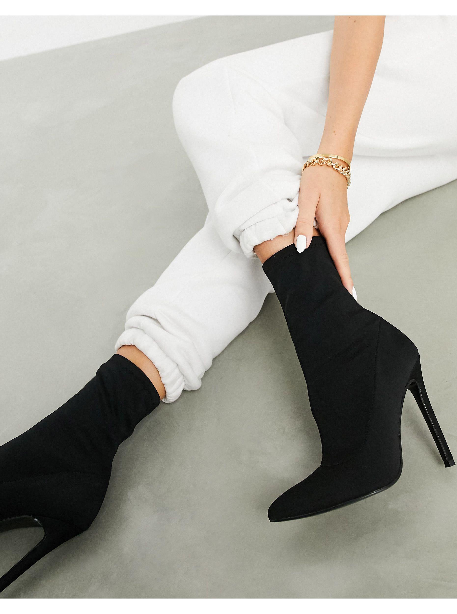 ASOS Esmerelda High Heeled Sock Boots in Black | Lyst