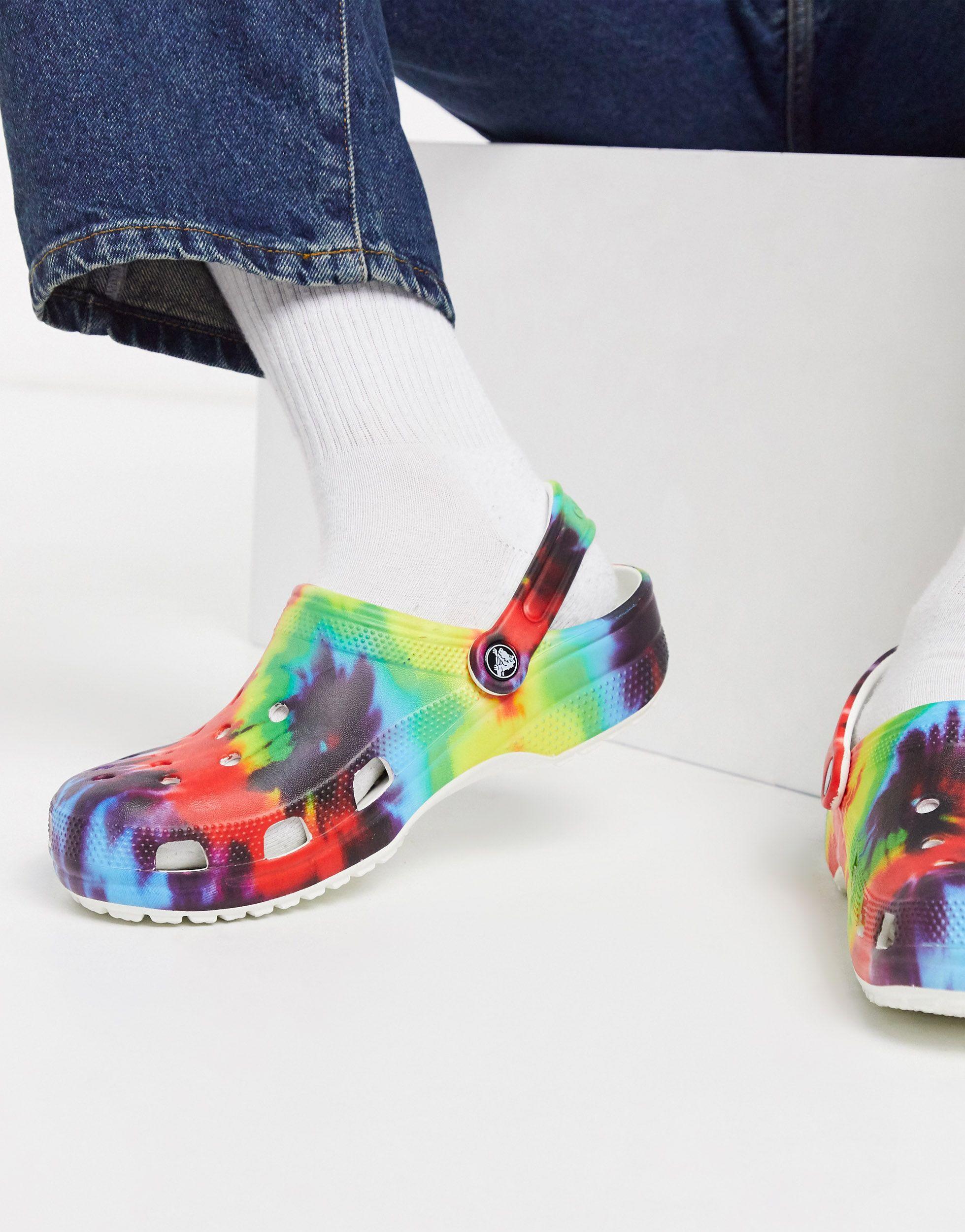 crocs multicolor tie dye