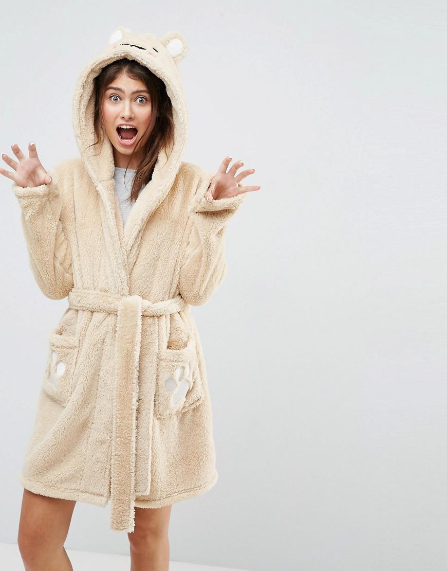 ASOS Teddy Bear Robe in Brown | Lyst