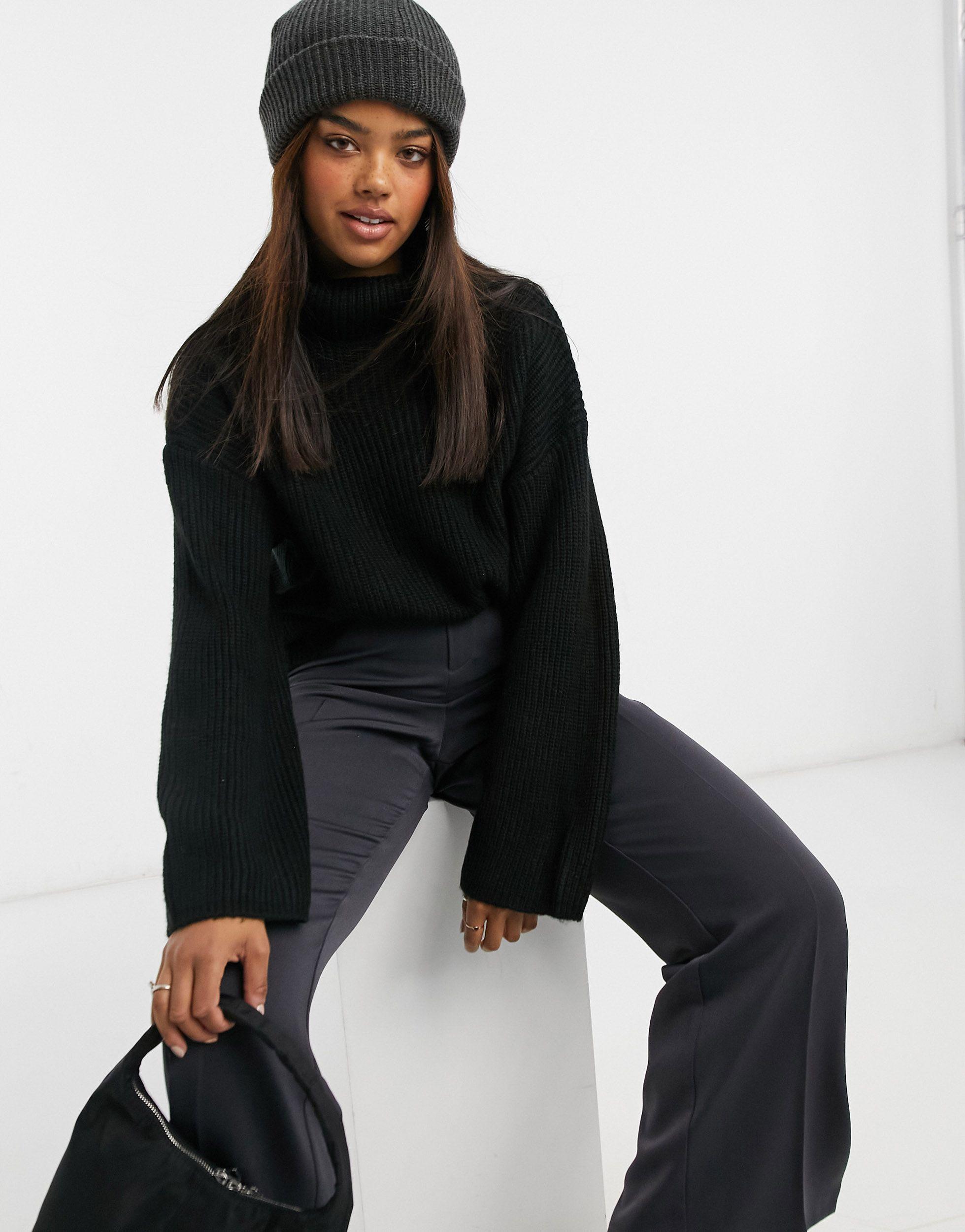 black longline roll neck jumper