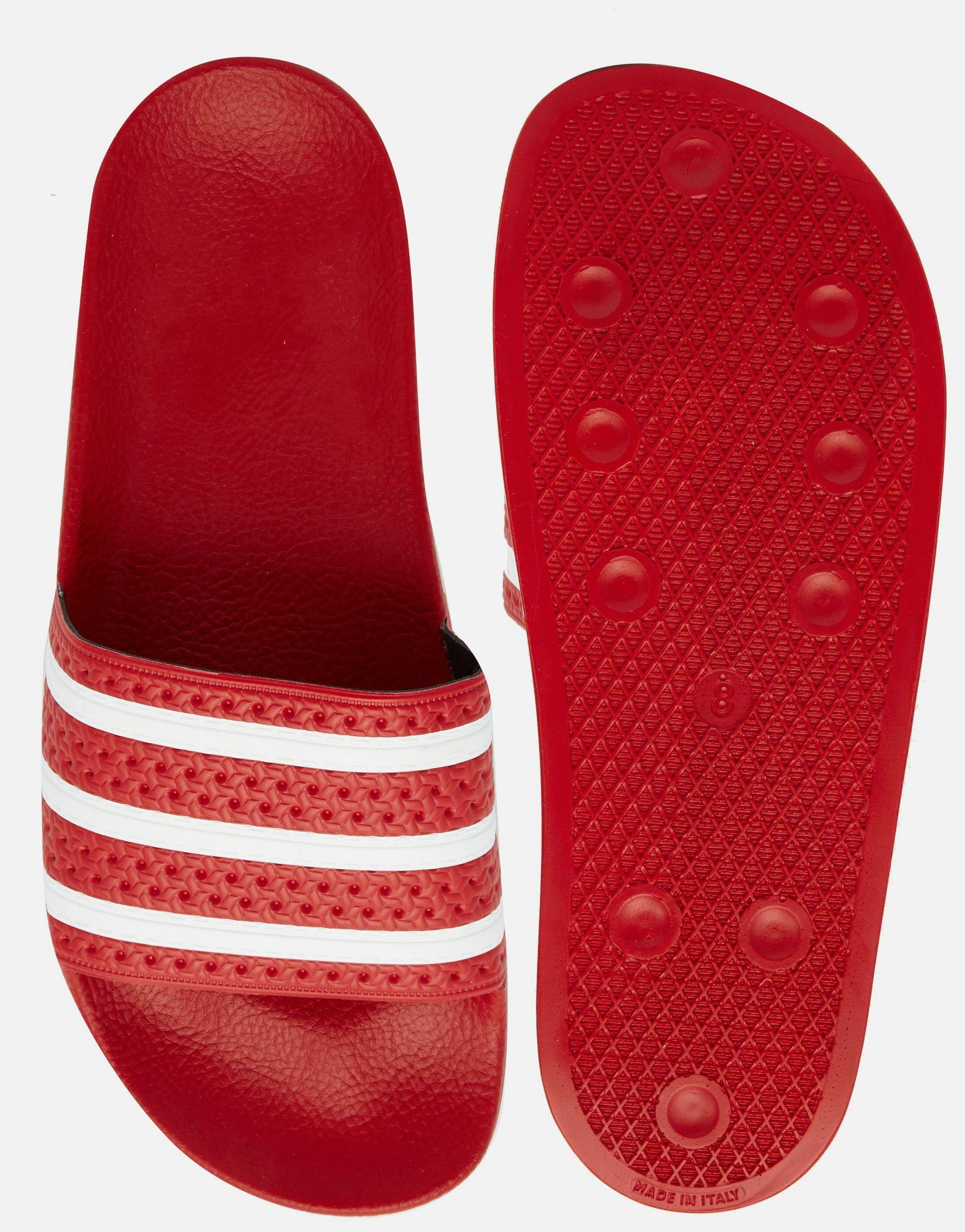 adidas Originals Adilette - Slippers 288193 in het Rood | Lyst NL