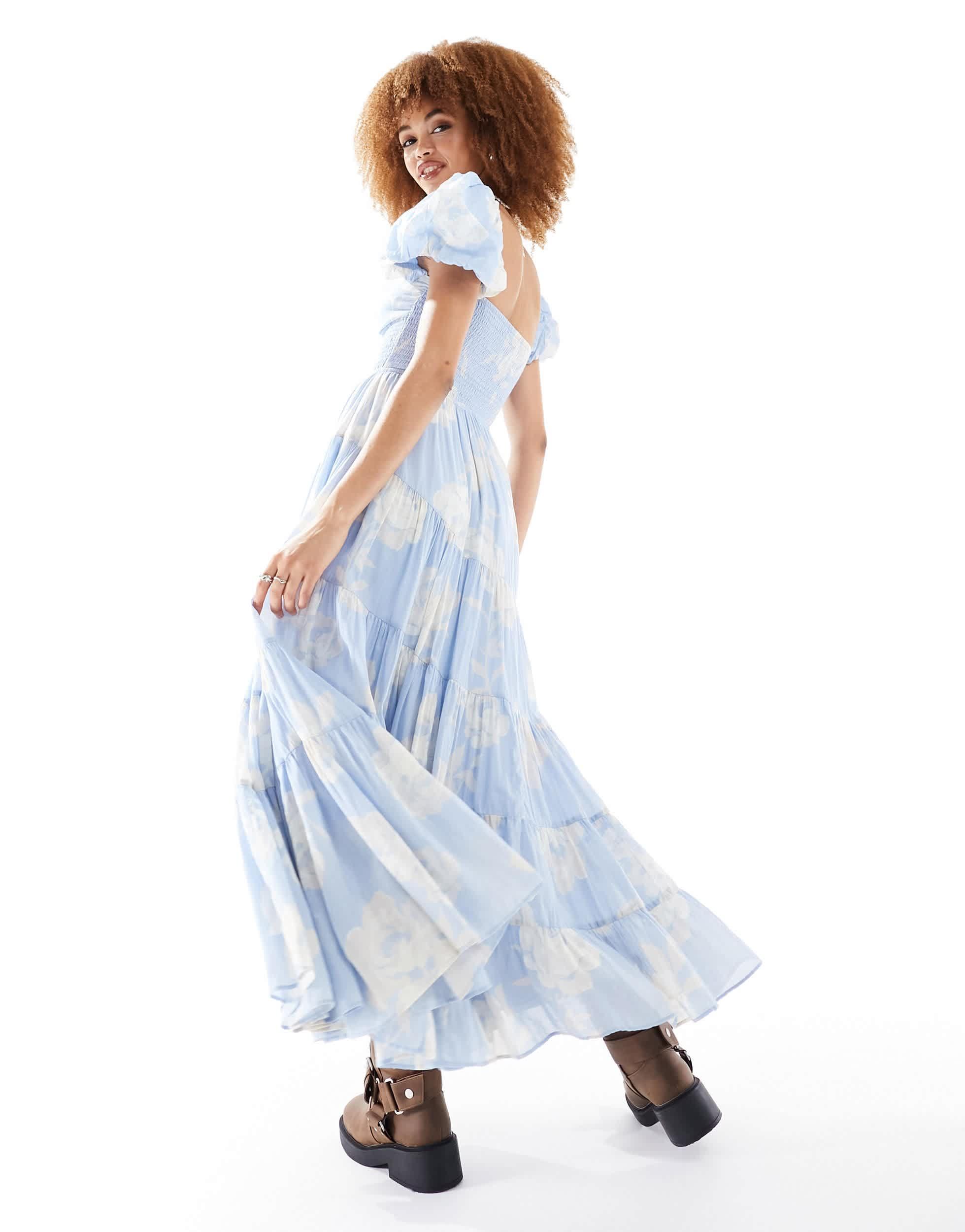 free people puff sleeve maxi dress Free People Morning Meadows Long-Sleeve Maxi Dress