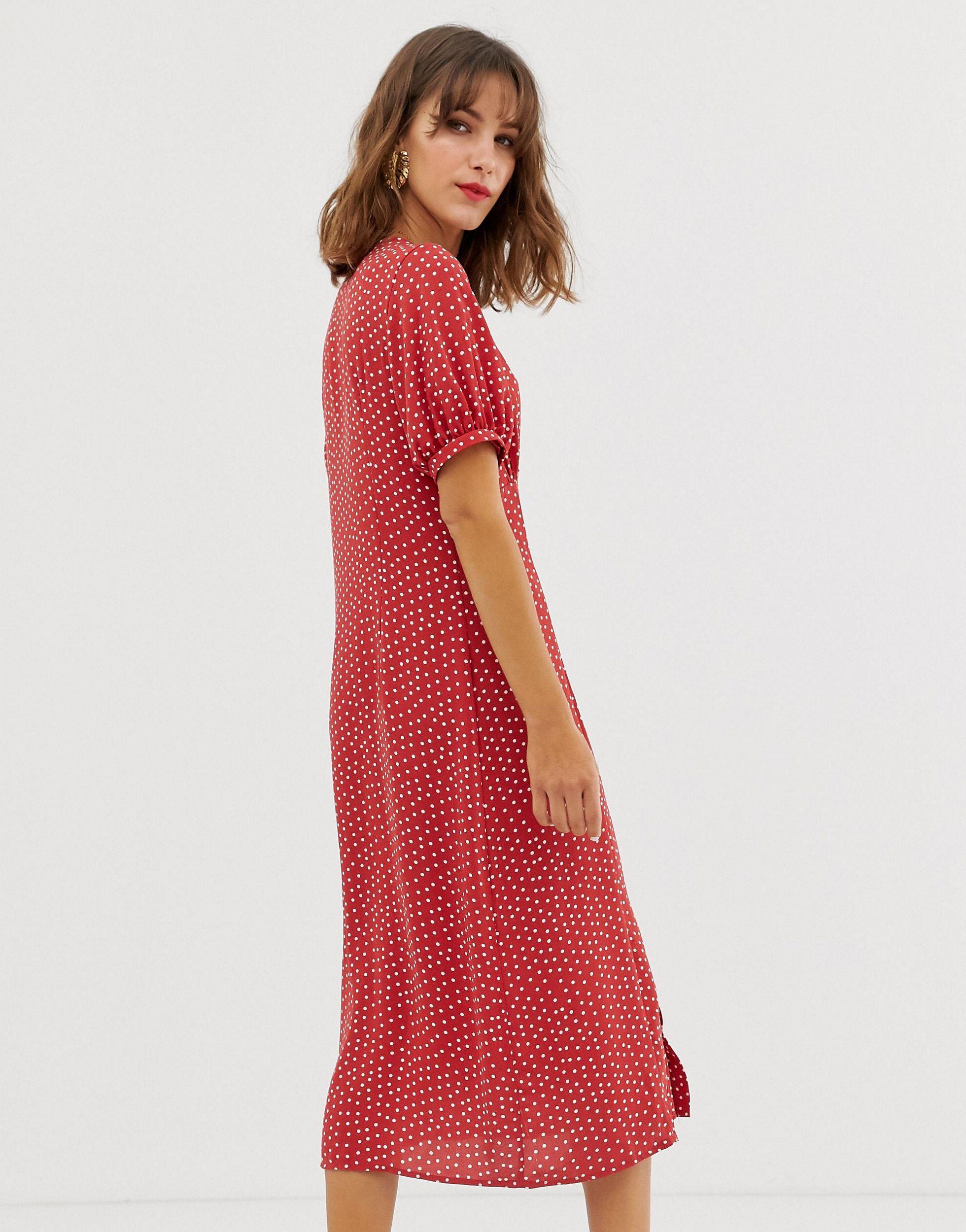 vero moda red polka dot dress