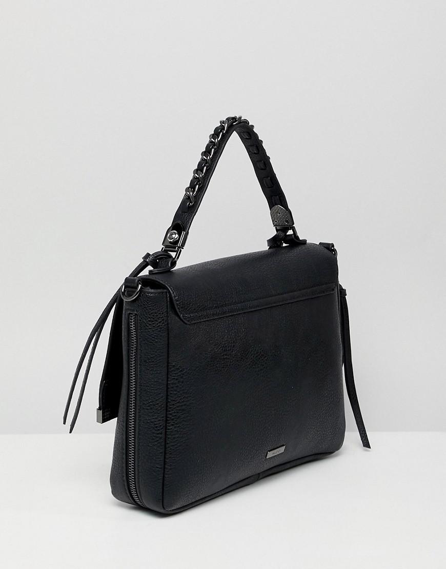 ALDO Leather Bignomia Black Cross Body Bag With Gunmetal Hardware - Lyst