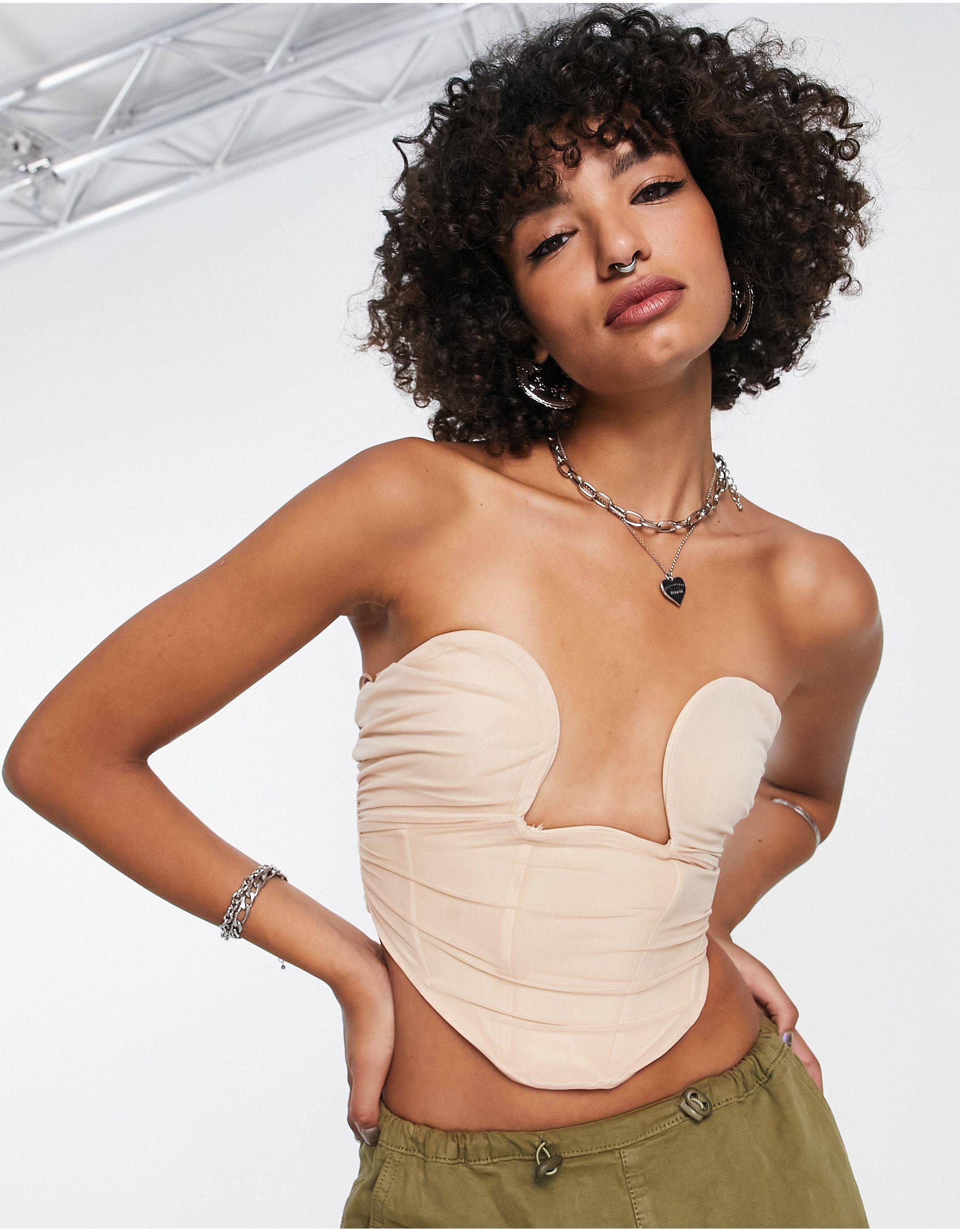 Bershka Ruched Structured Corset Top
