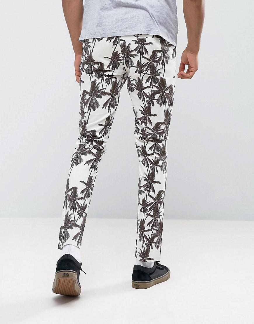 ASOS Cotton Tall Skinny Cropped Pants In Palm Tree Print for Men - Lyst