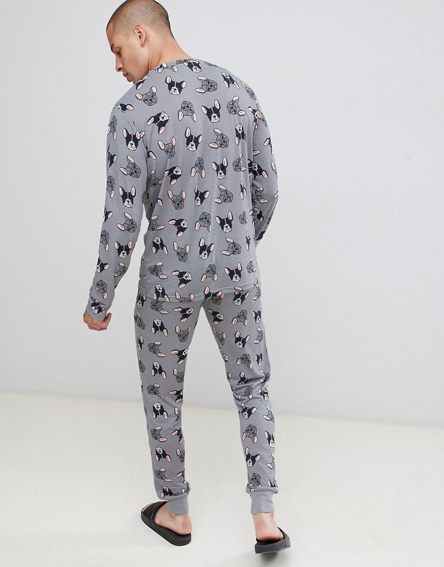 Chelsea Peers Synthetic French Bulldog Pyjama Set in Gray for Men - Lyst