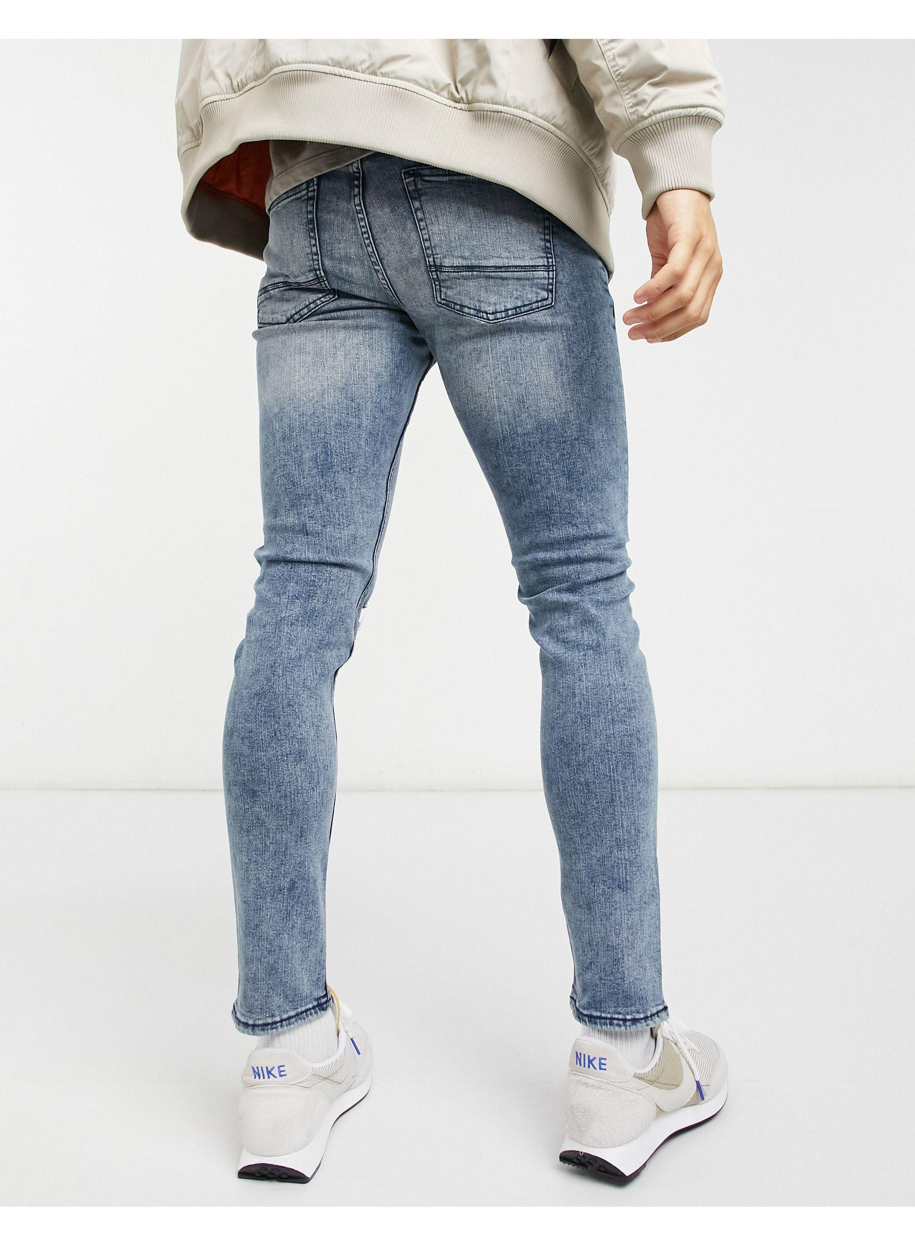 New Look Skinny Jeans With Rips in Blue for Men - Lyst