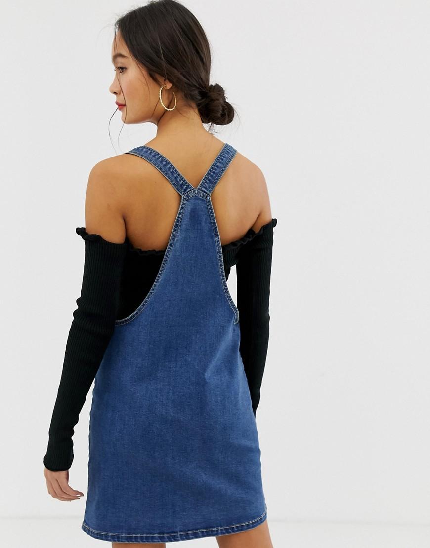 navy blue dungaree dress