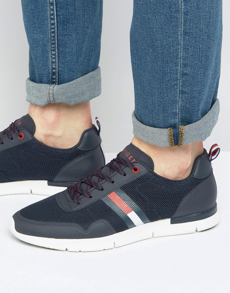 Shop Tommy Hilfiger Tobias Flag Mesh Trainers In Navy | UP TO 51% OFF