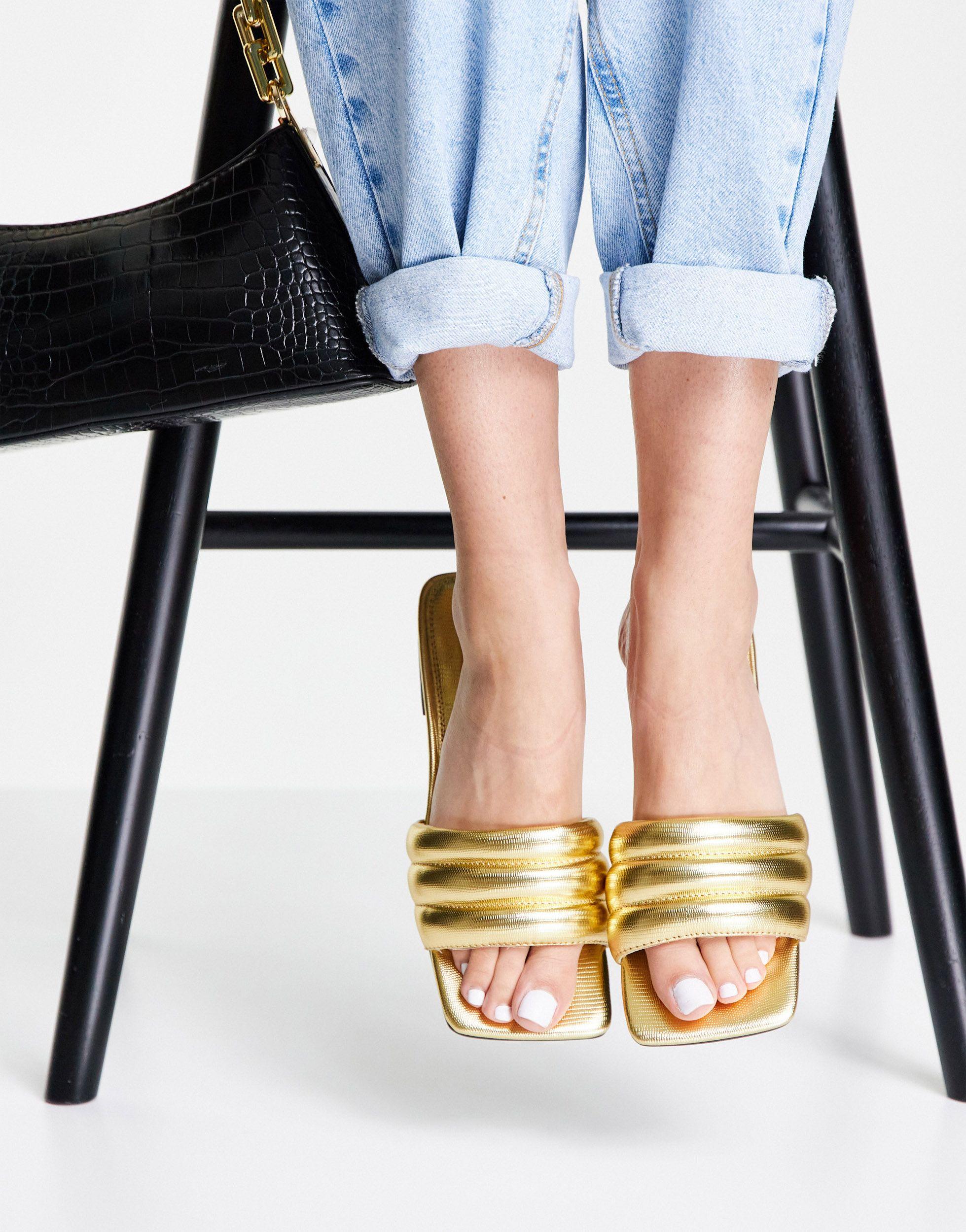TOPSHOP Rubber Pampas Padded Sandal in Gold (Metallic) | Lyst