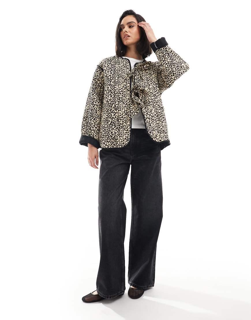 ASOS Quilted Leopard Print Jacket in Grey Lyst UK - Main Image