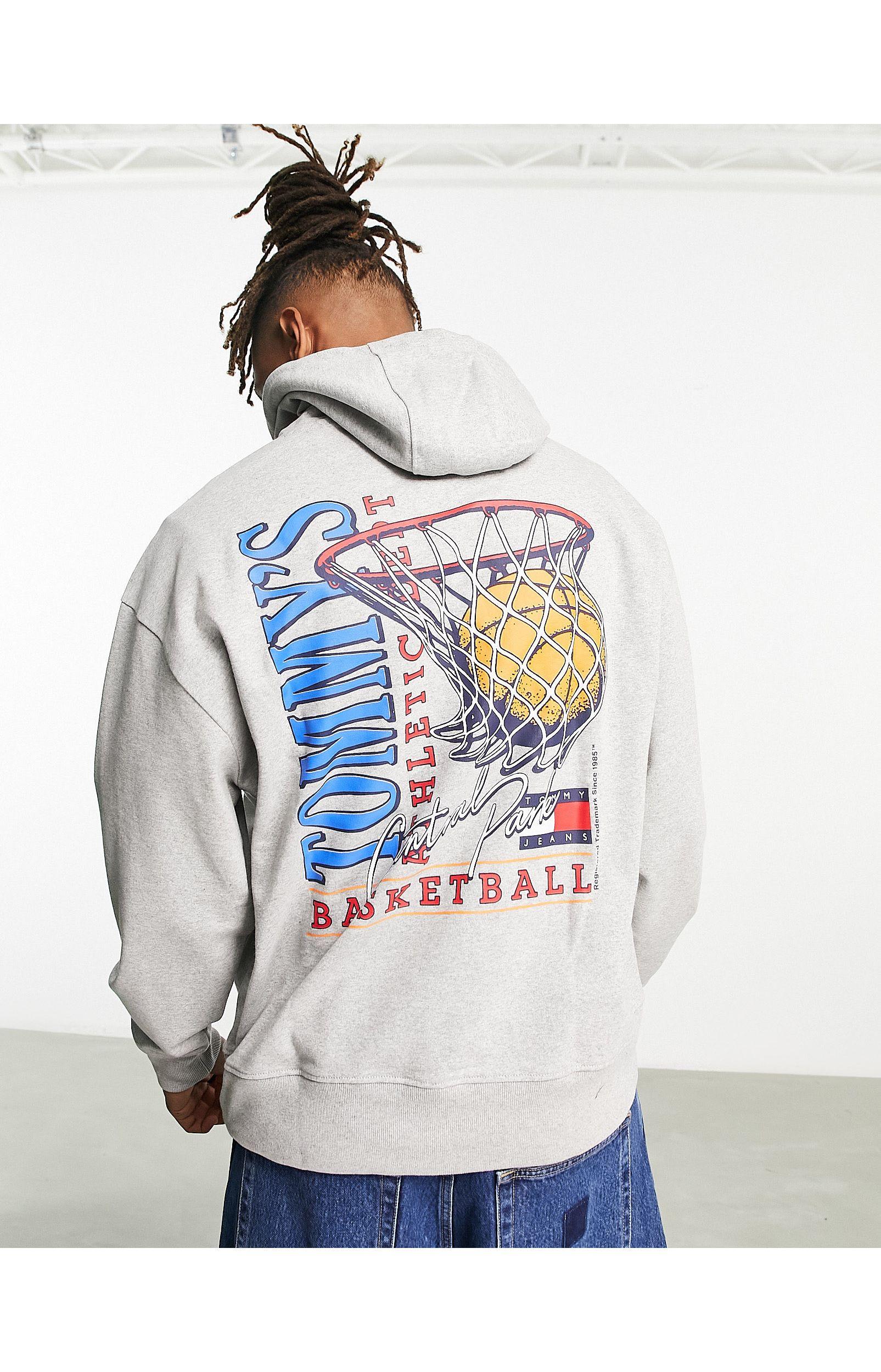 Tommy Hilfiger Cotton Relaxed Fit Basketball Back Logo Hoodie in Blue for  Men | Lyst