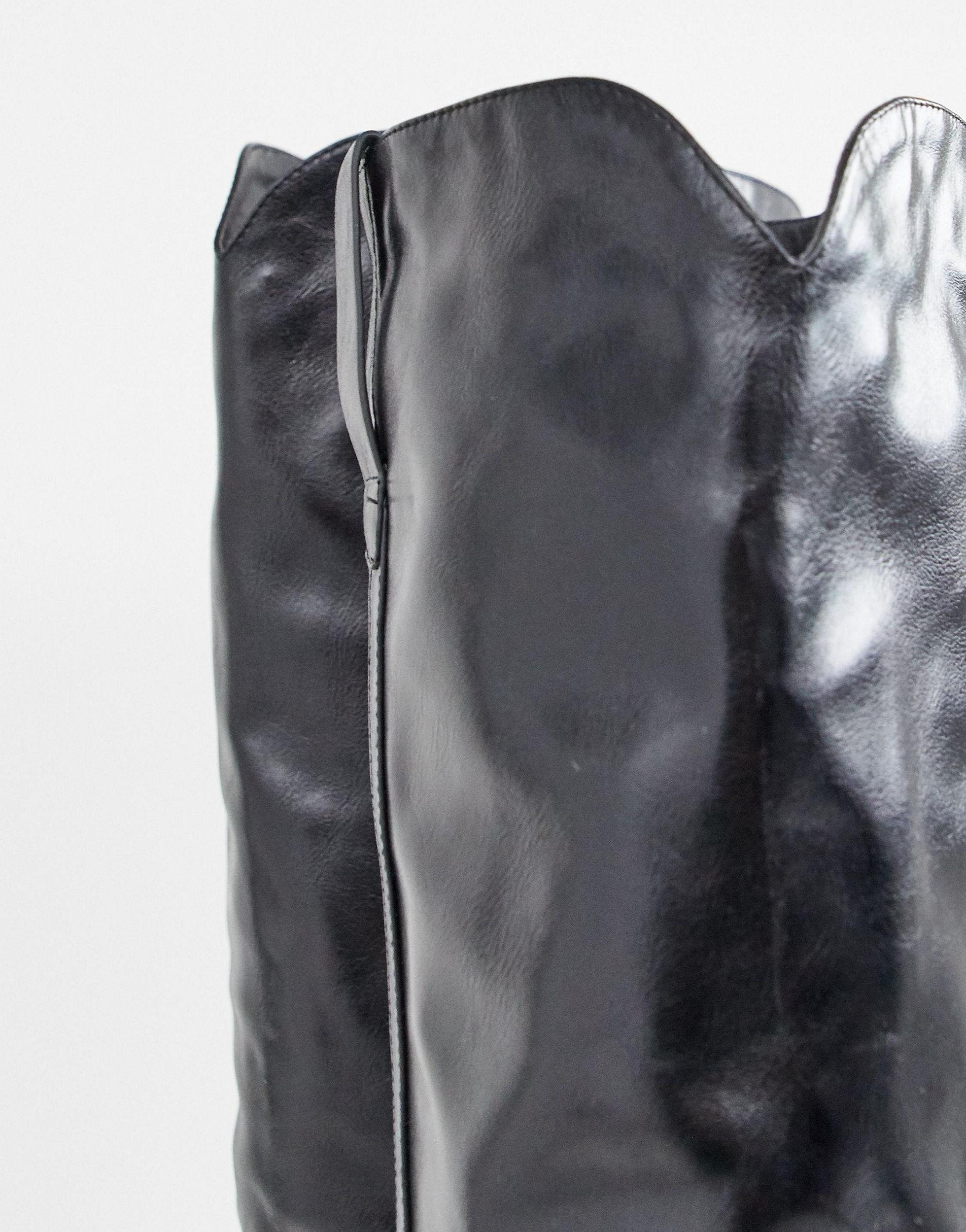 LAMODA Black Cone Heel Over The Knee Boots Lyst