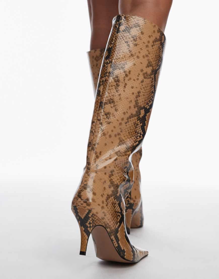 Knee high snake print boots discount
