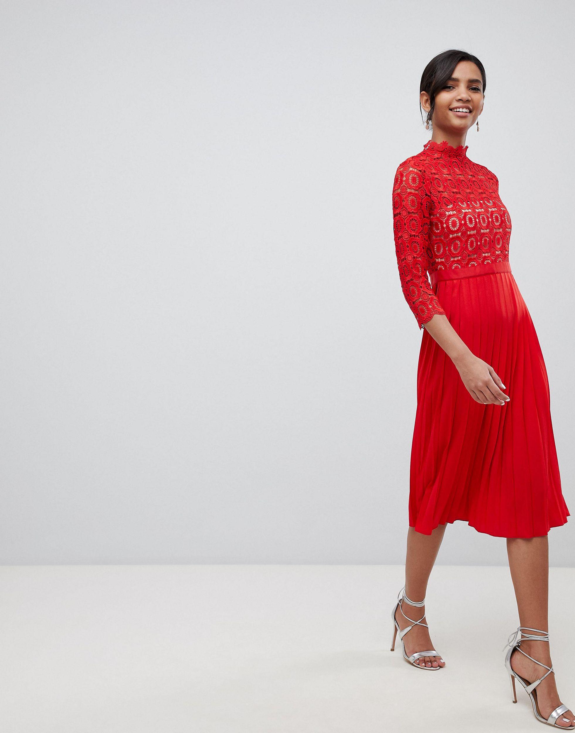 little mistress red pleated dress