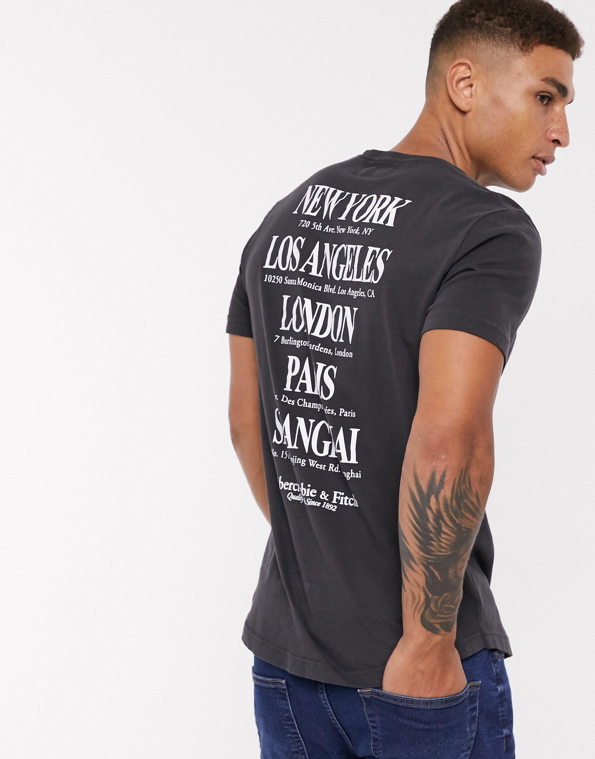 Abercrombie & Fitch City Back Print T-shirt in Black for Men | Lyst