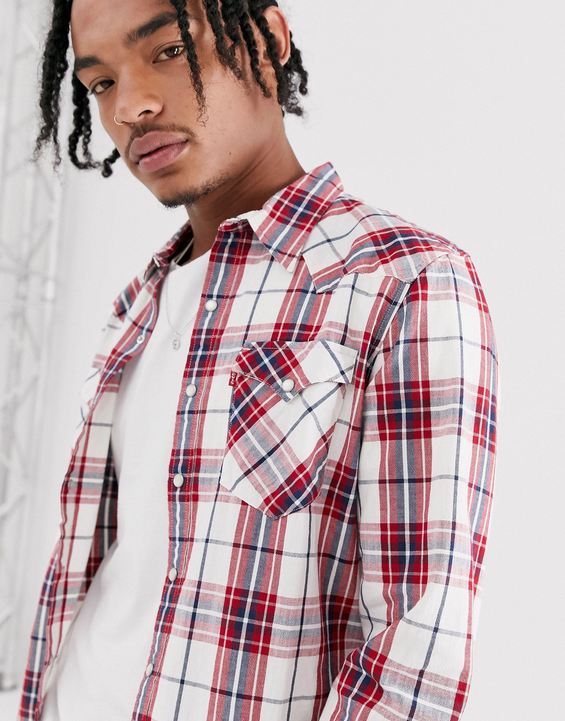 Barstow - Camicia a quadri western a maniche lungheLevi's in Cotone da Uomo  colore Rosso | Lyst