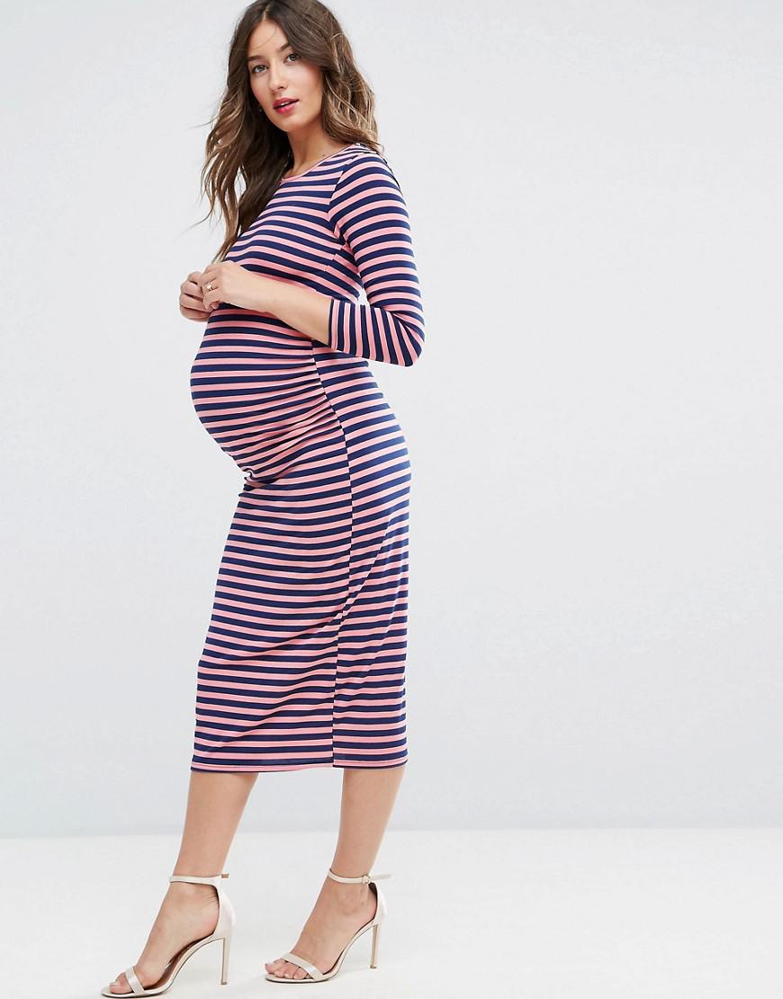 Lyst Bluebelle Maternity Bodycon Dress With 3/4 Sleeve In Stripe