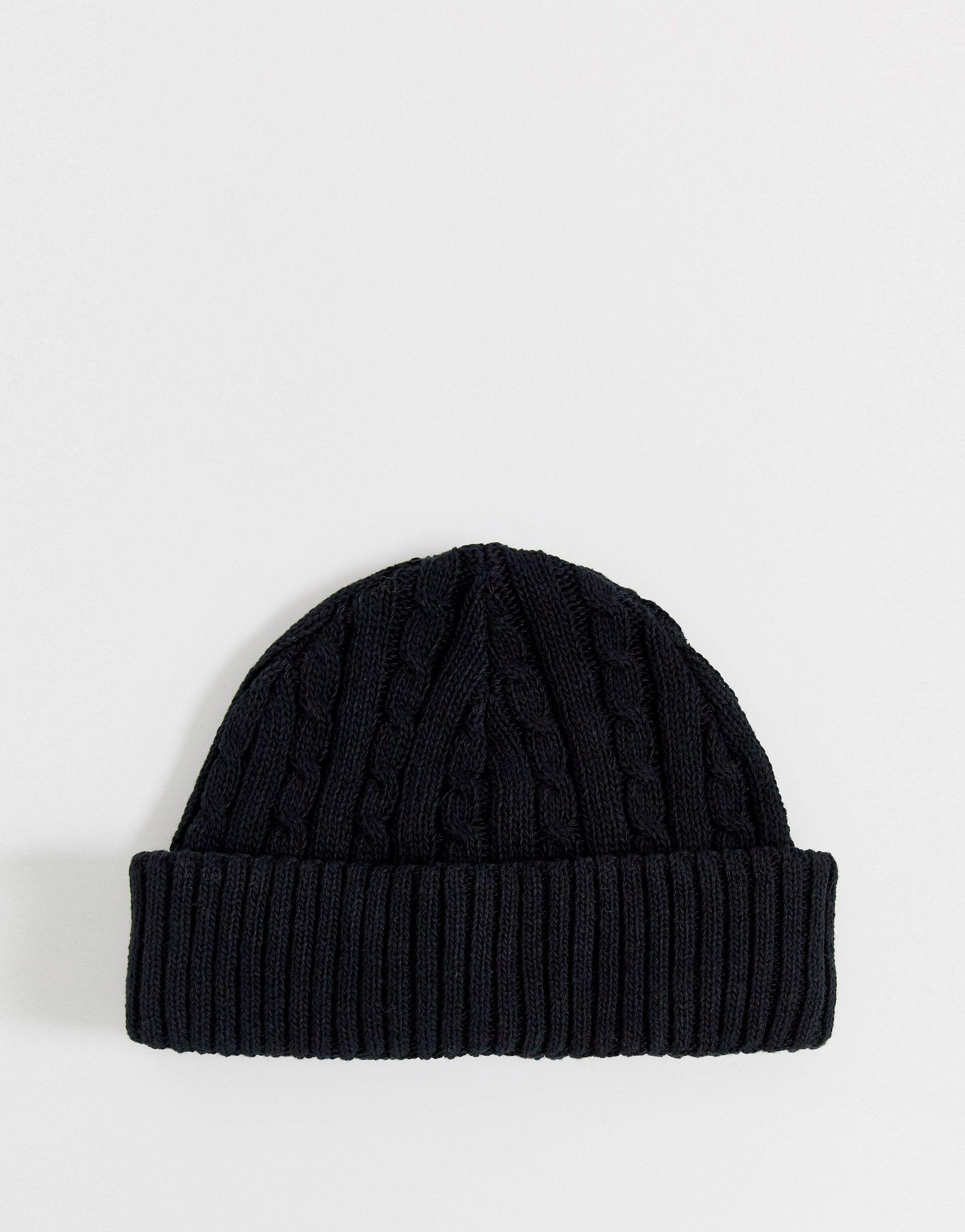 black mini fisherman beanie