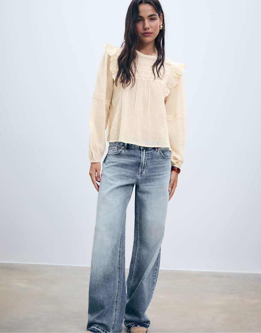 Blusa Maglietta Maniche A Sbuffo Stradivarius Stradivarius D77