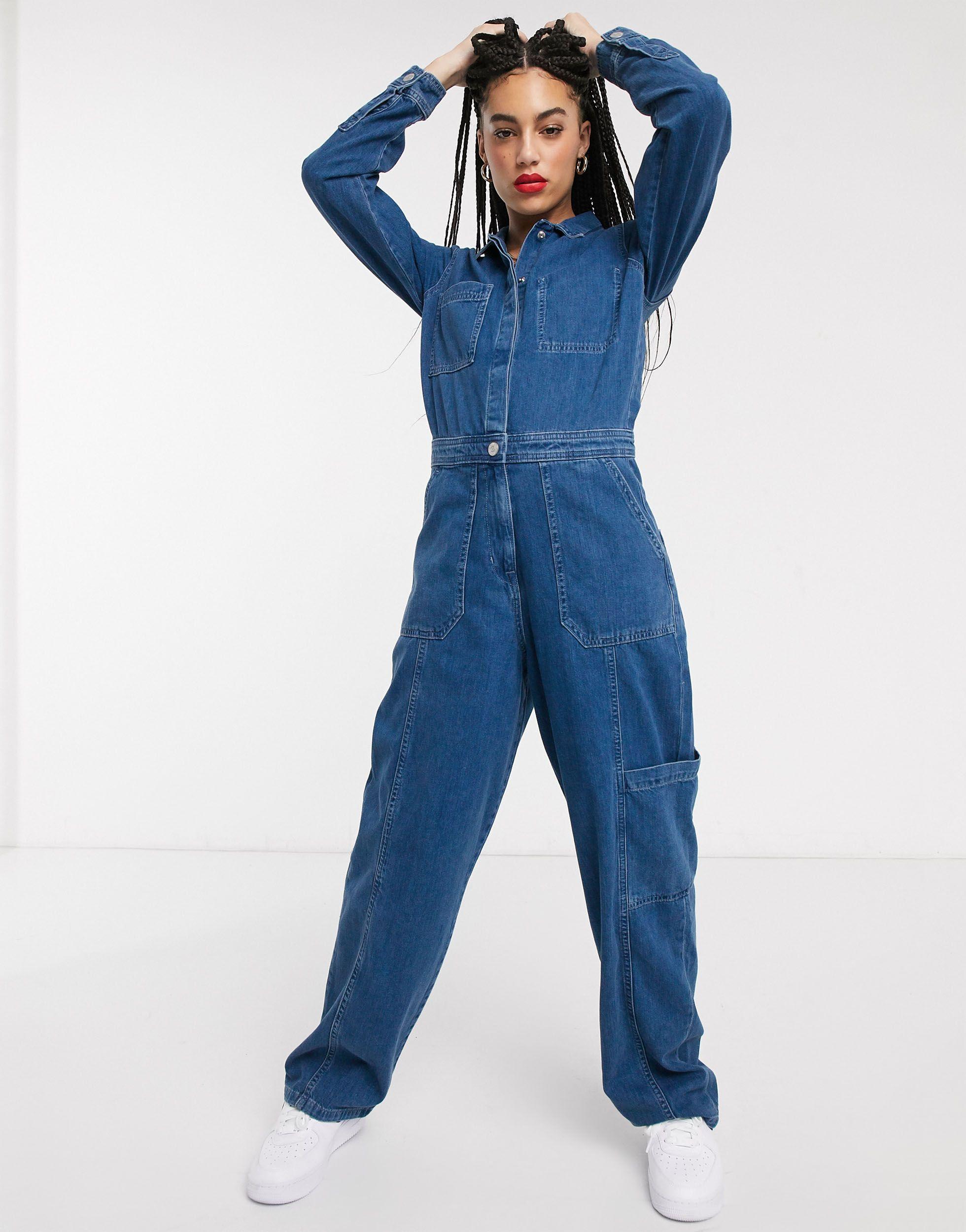 Tommy Hilfiger Regular Denim Jumpsuit in Blue | Lyst Australia