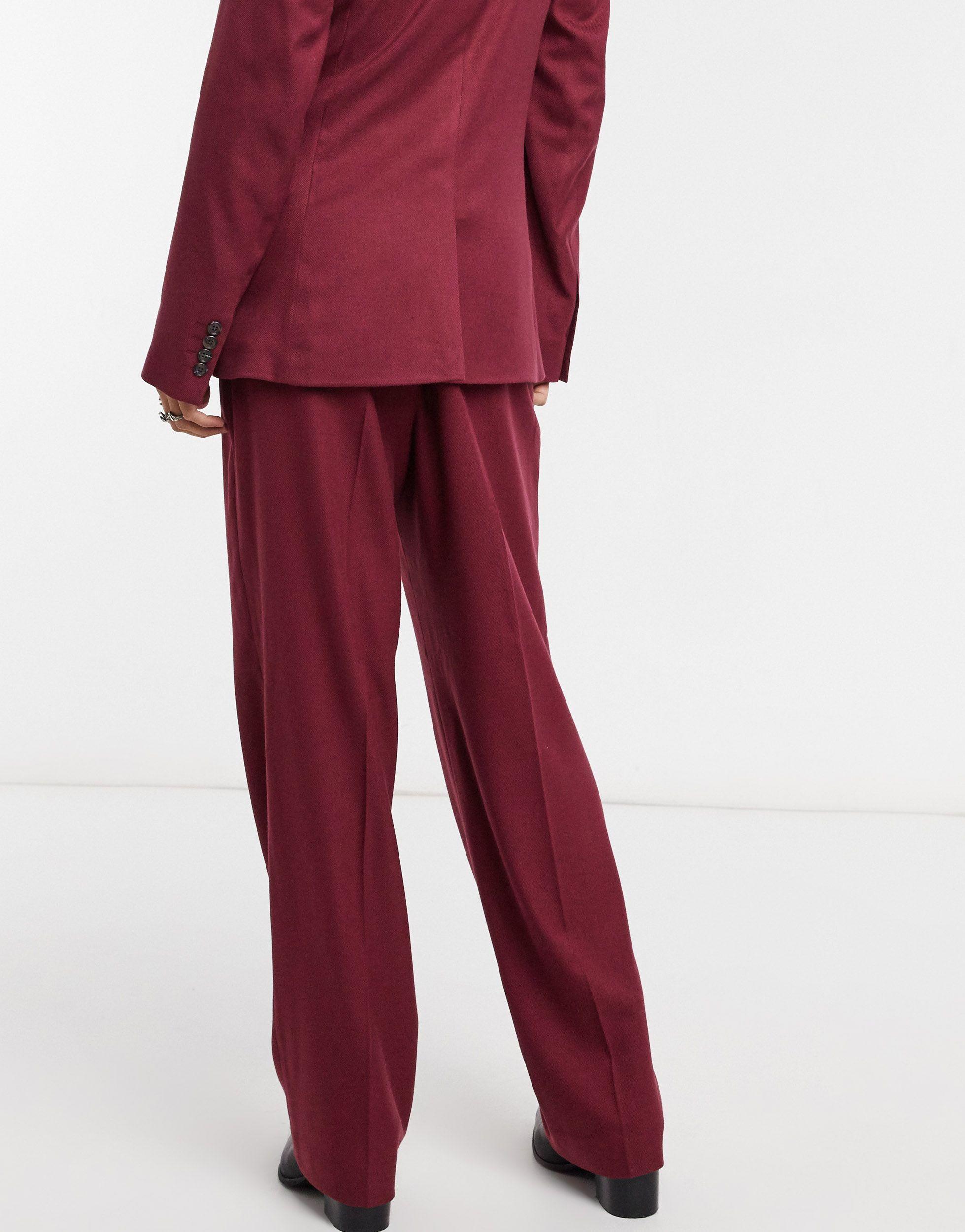 Flared Pants Asos Red Trouser Suit ASOS DESIGN Co-ord Plisse Wide