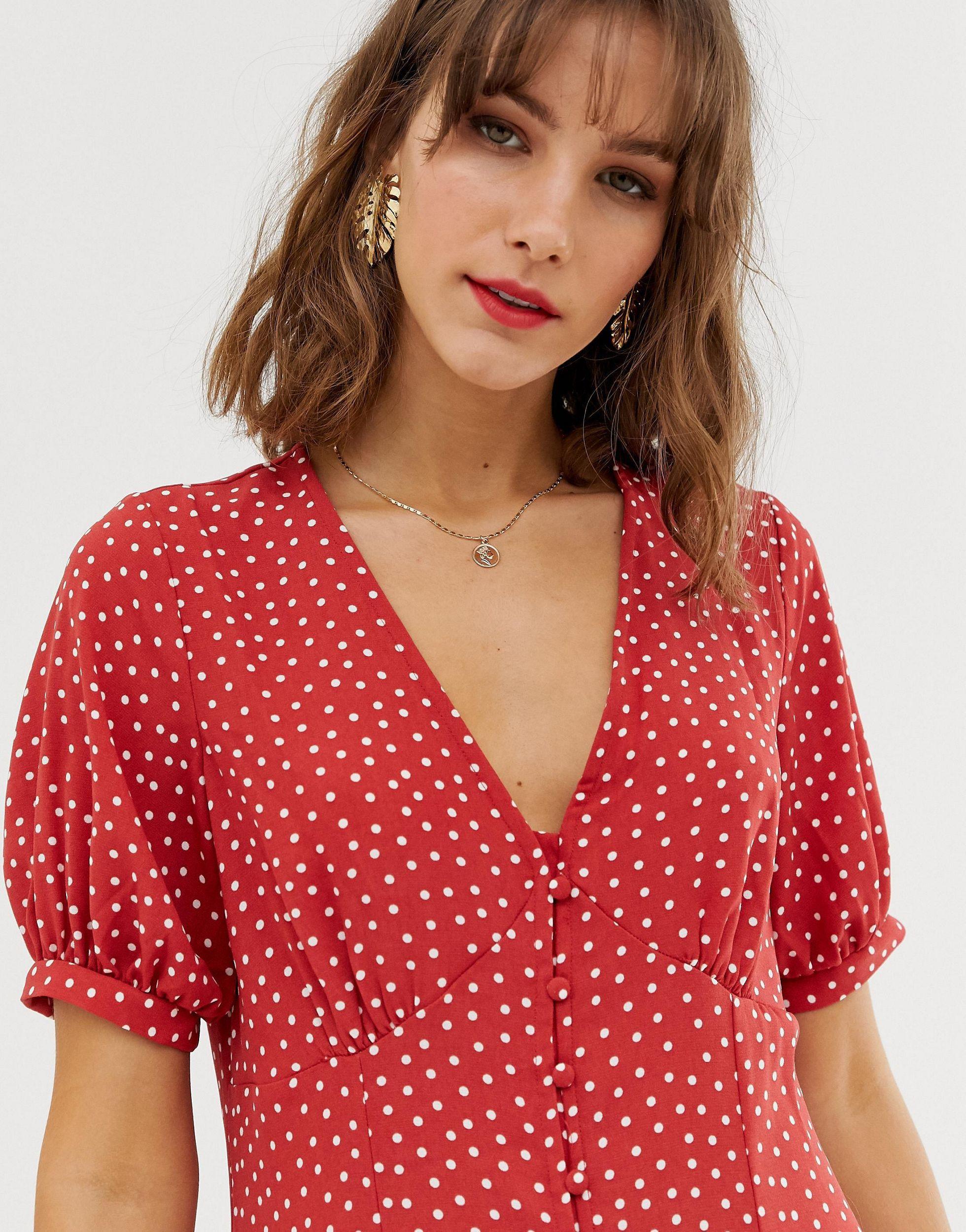 vero moda red polka dot dress