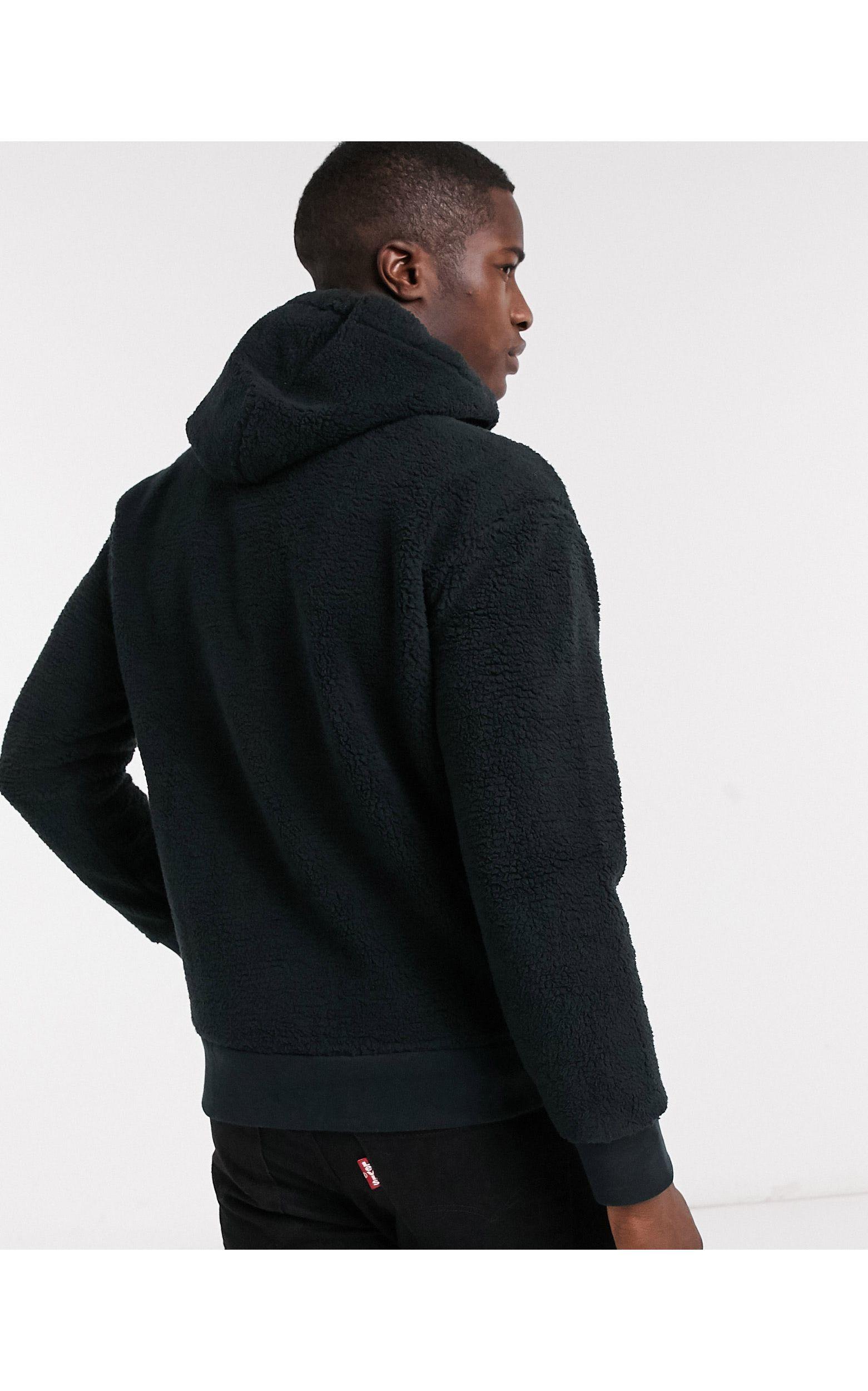 Hollister Asos Exclusive Borg Half Zip Overhead Hoodie With Front Pocket in  Black for Men | Lyst