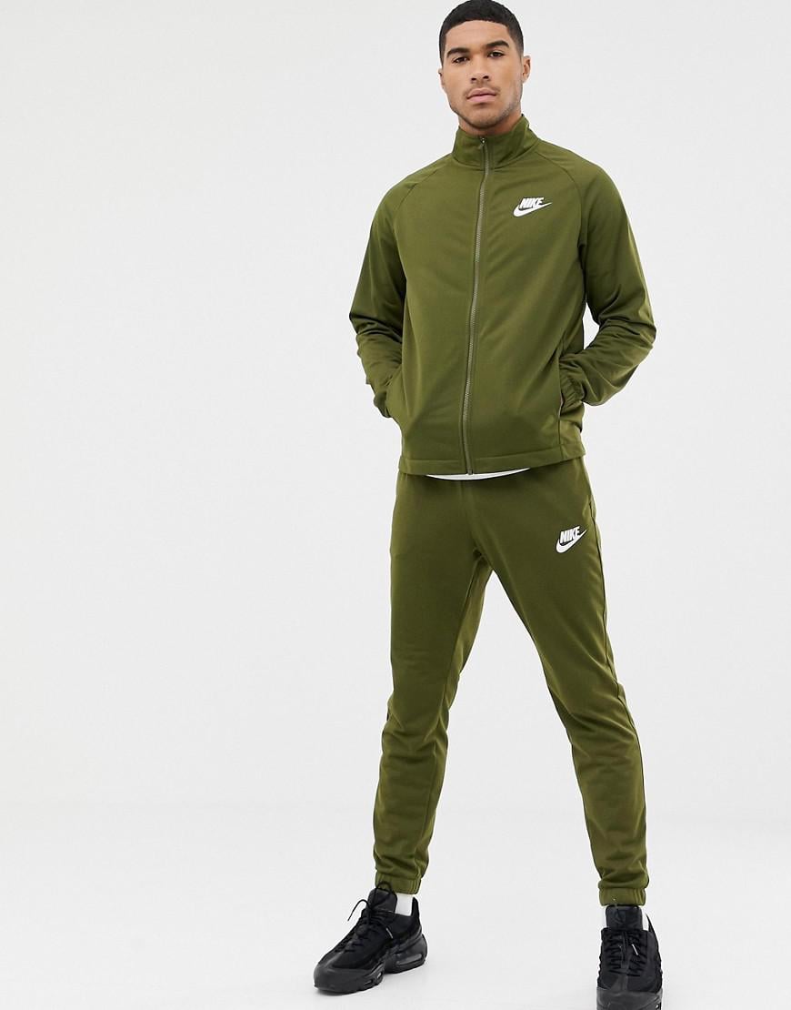 nike woven tracksuit set in green 