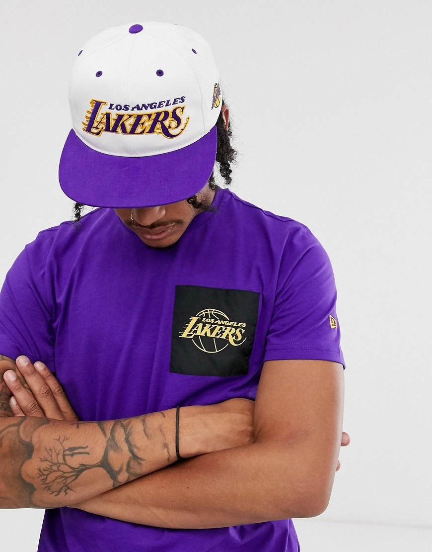 Mitchell & Ness La Lakers Team Script Throwback Snapback Cap in