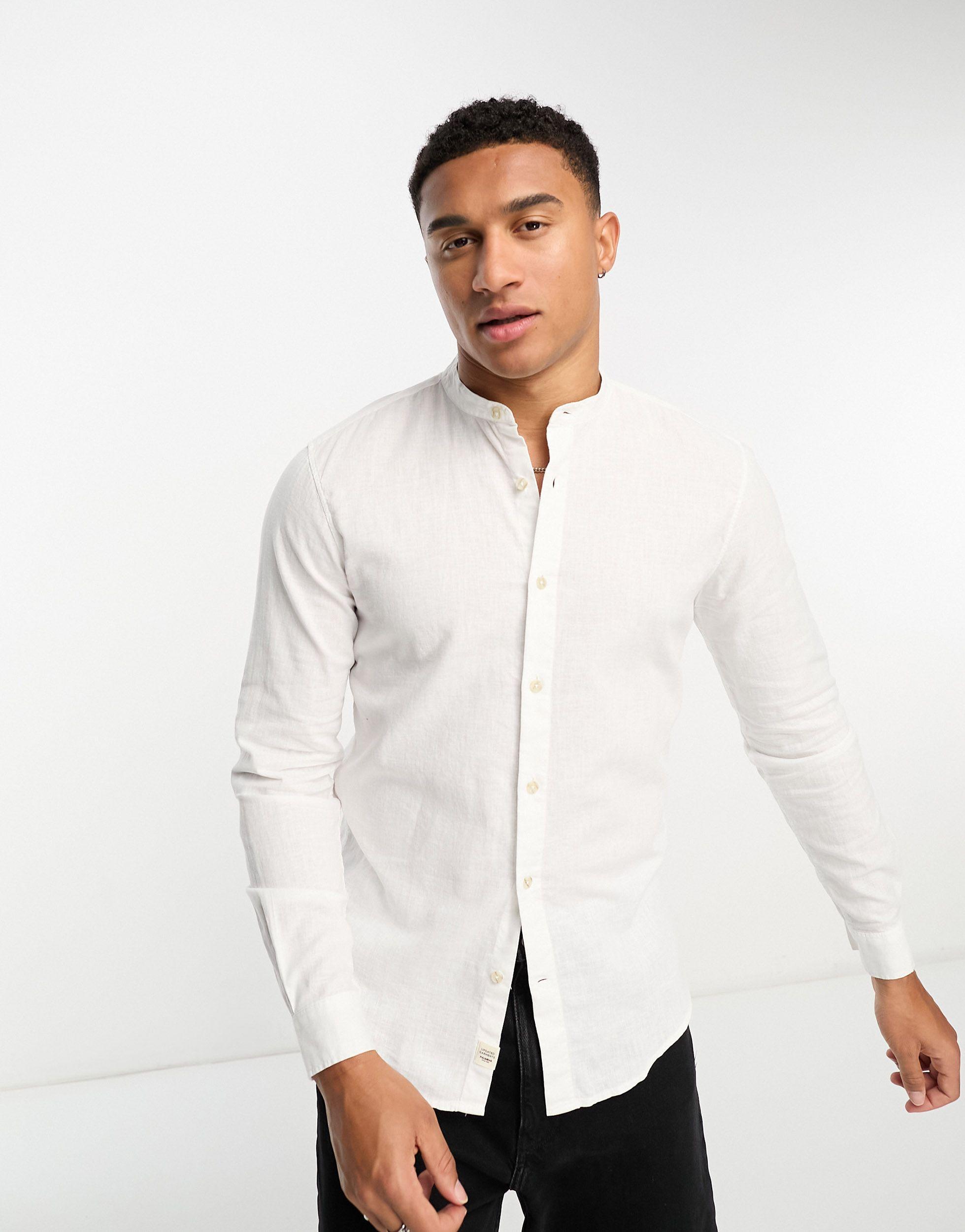 Camicia serafino a maniche lunghe da Uomo di Pull&Bear in Bianco | Lyst