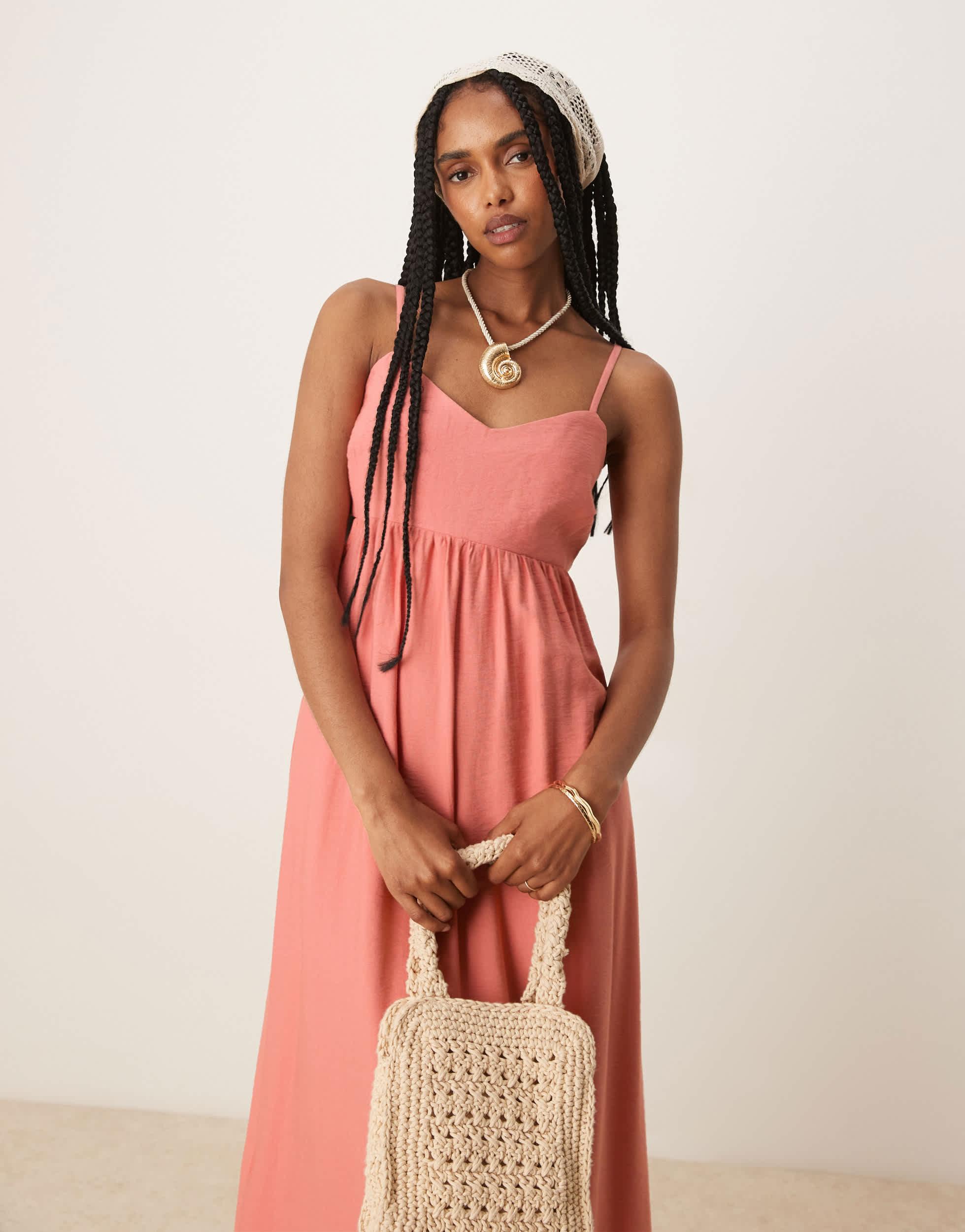 Mango A-line Cut Out Side Panel Detail Dress Maxi Dress in Pink | Lyst