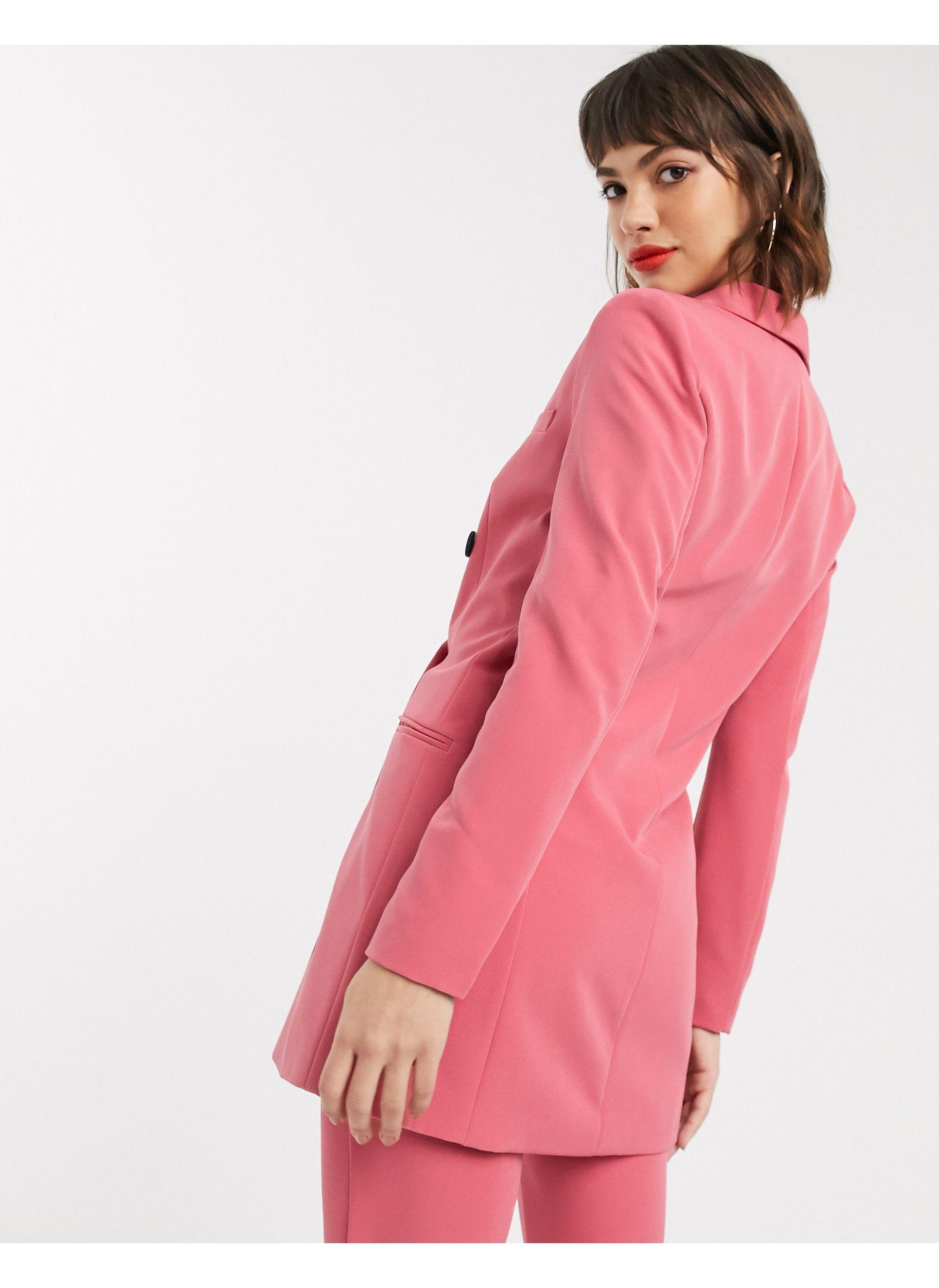 Stradivarius Synthetic Double Breasted Blazer Dress in Pink | Lyst
