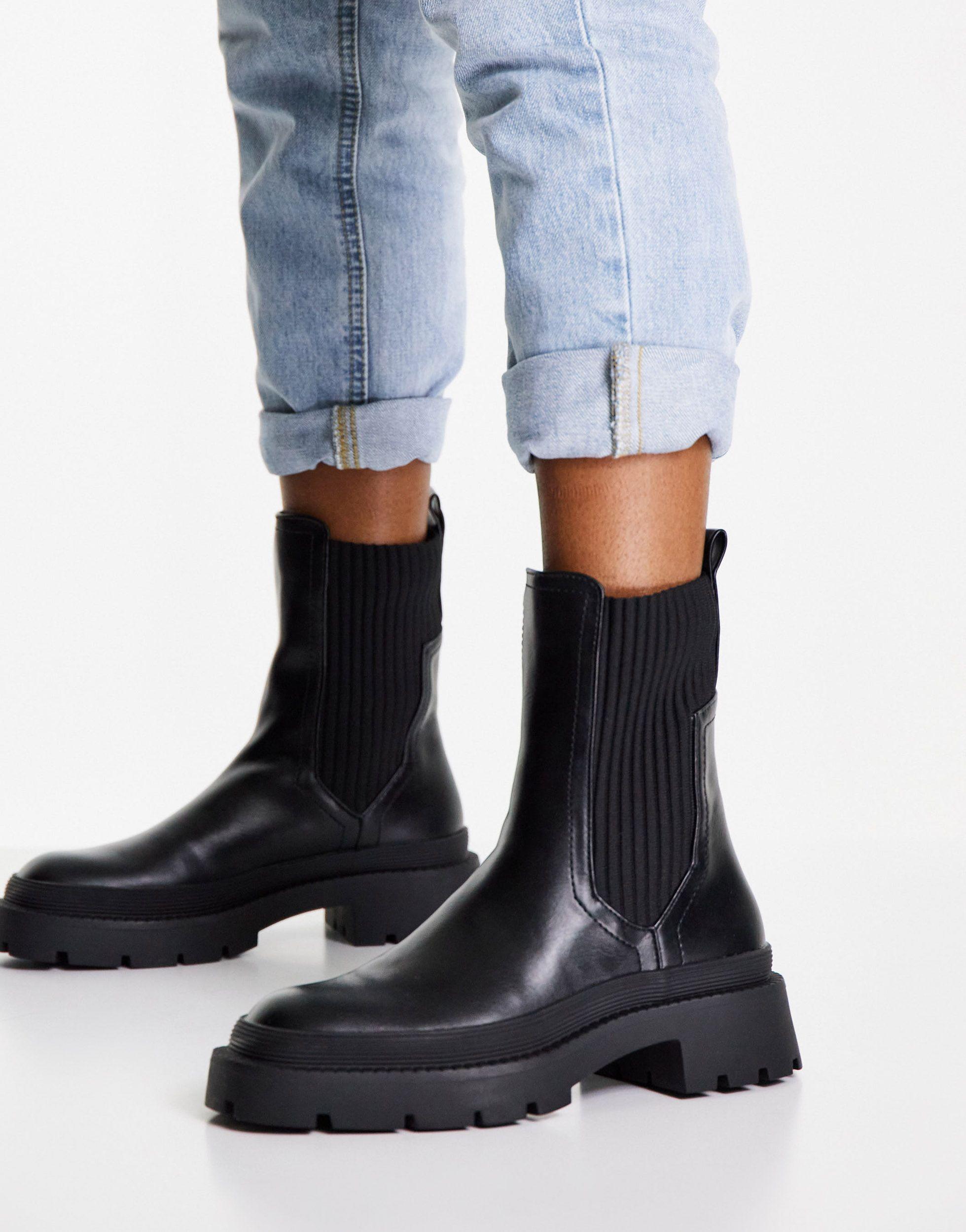 Botas chelsea negras con detalle elástico Pimkie de Caucho de color Negro |  Lyst