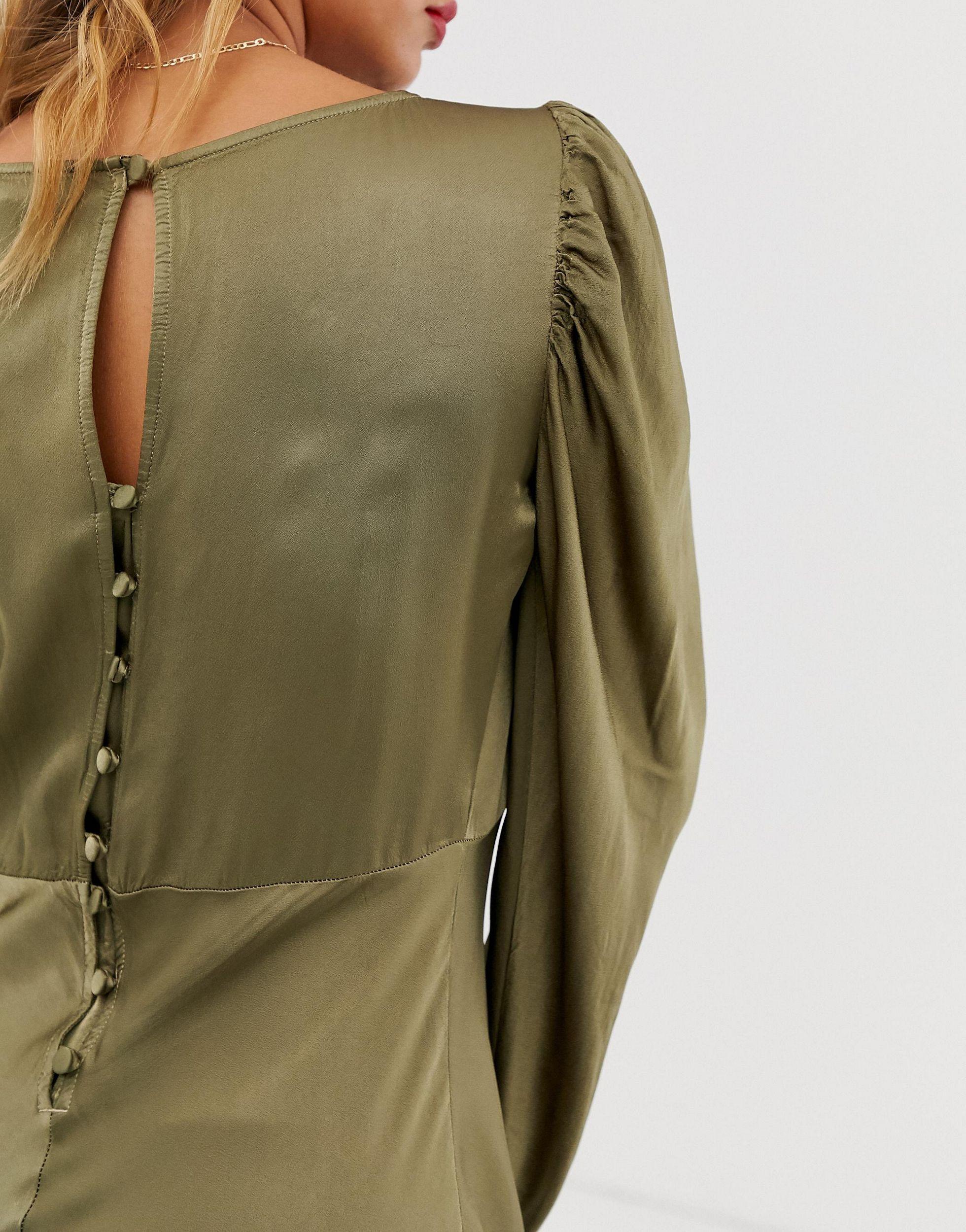 Ghost Rosaleen Long Sleeve Satin Midi Dress in Green | Lyst UK Ghost Rosaleen Long Sleeve Satin Midi Dress in Green | Lyst UK