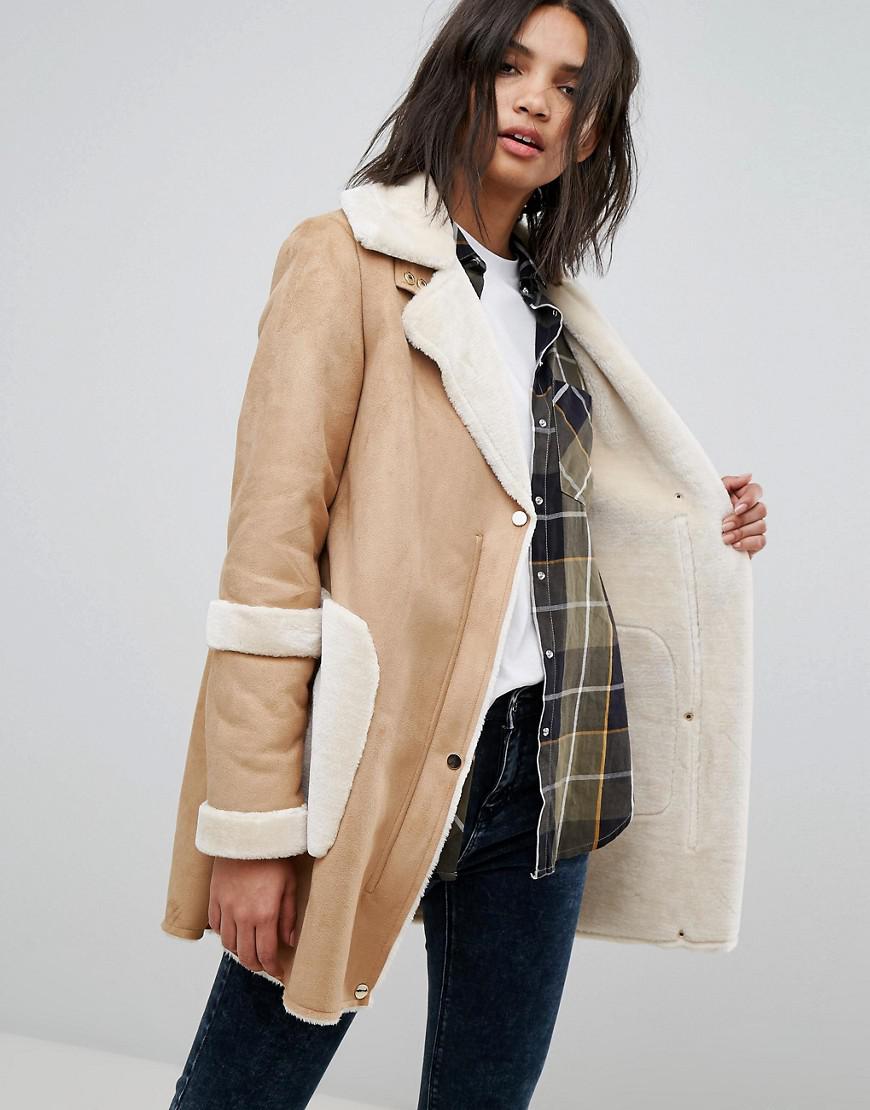 Stradivarius Shearling Jacket Lyst