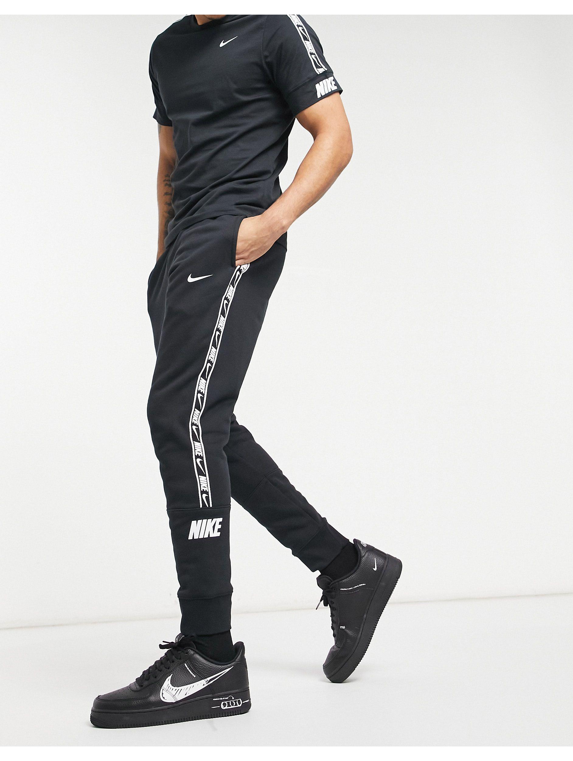 Nike Repeat Pack Taping Cuffed joggers in Black for Men | Lyst Australia