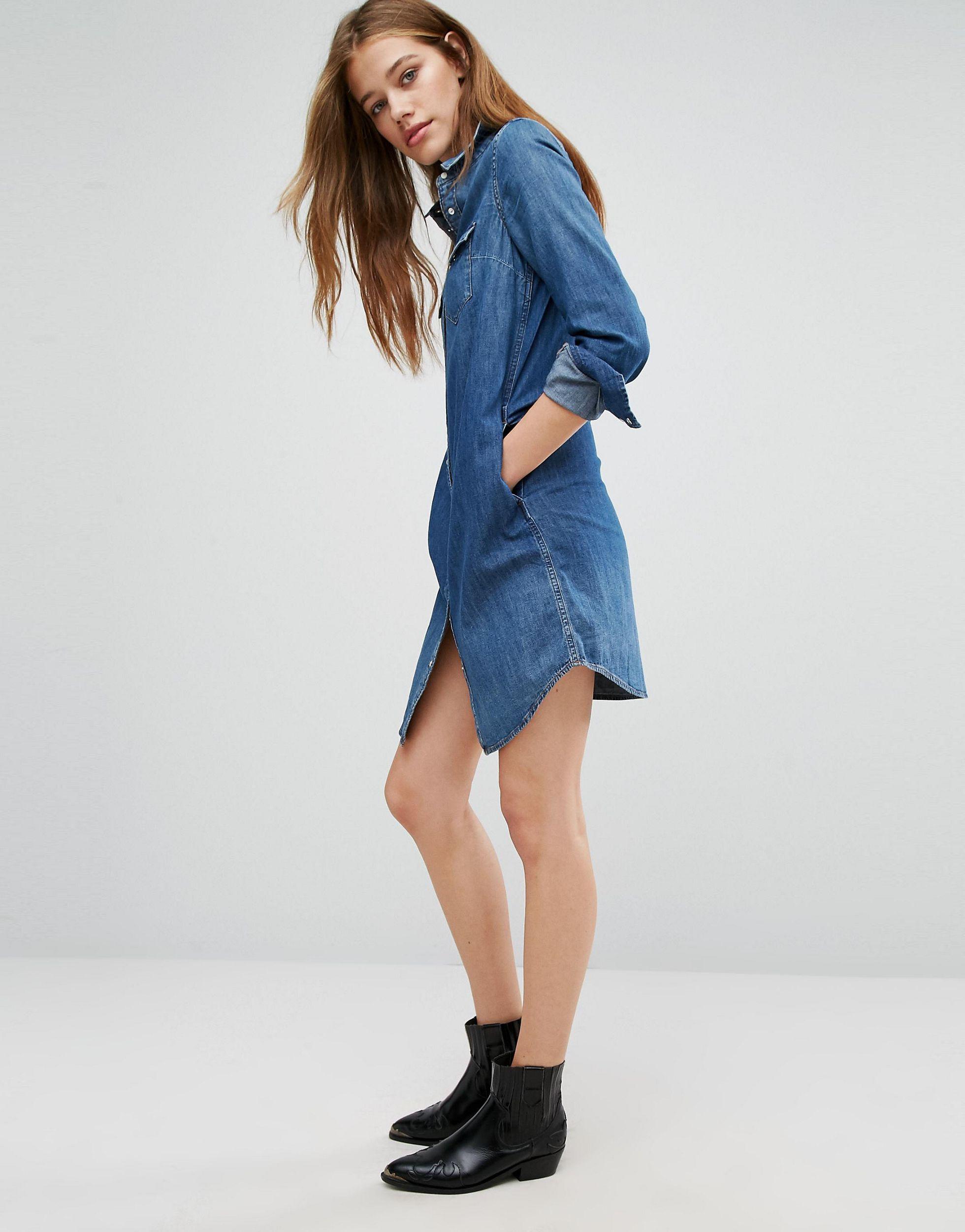 Robe chemise en jean style western Jean Levi's en coloris Bleu | Lyst